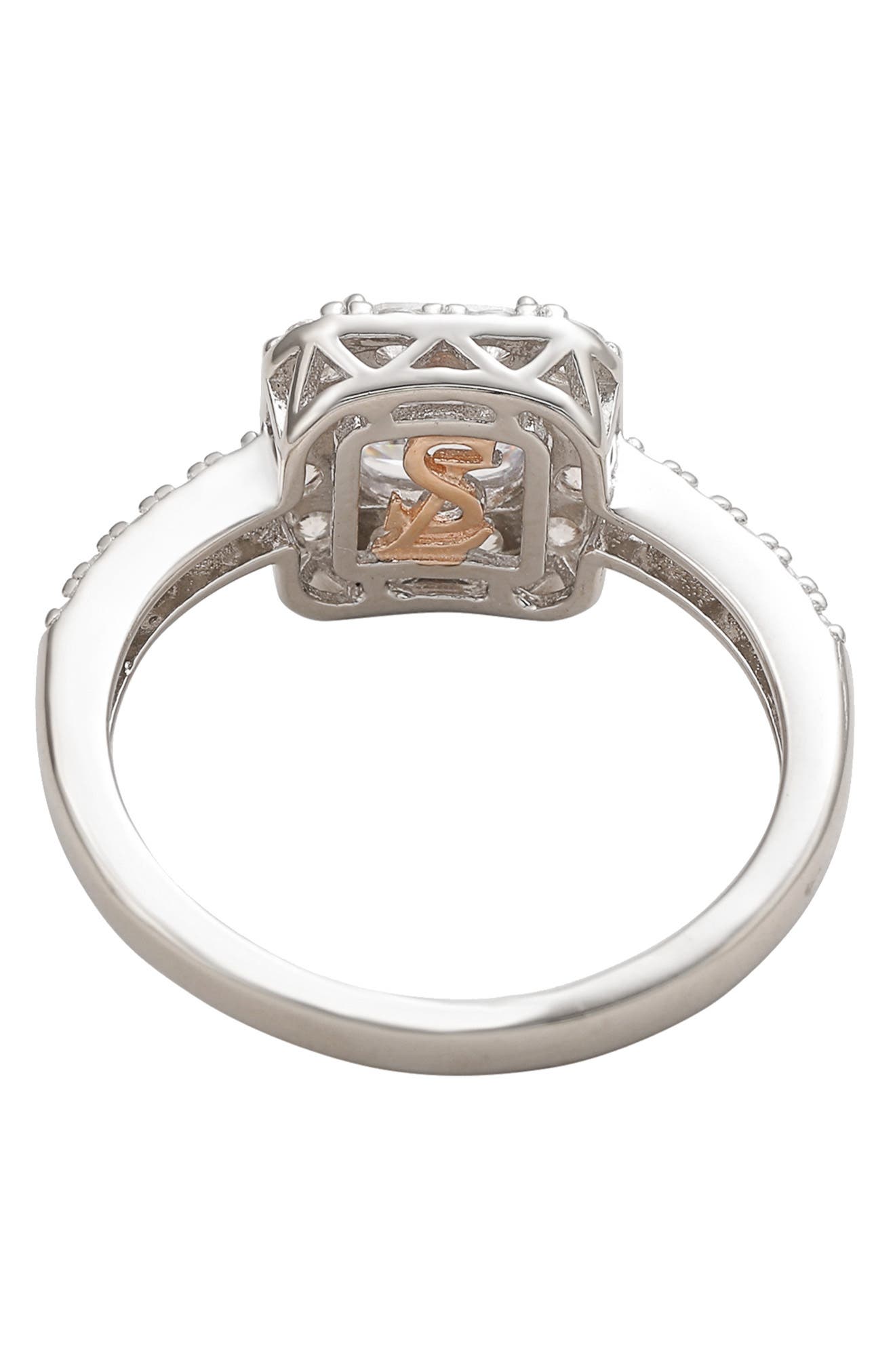 SUZY LEVIAN Sterling Silver CZ Halo Engagement Ring