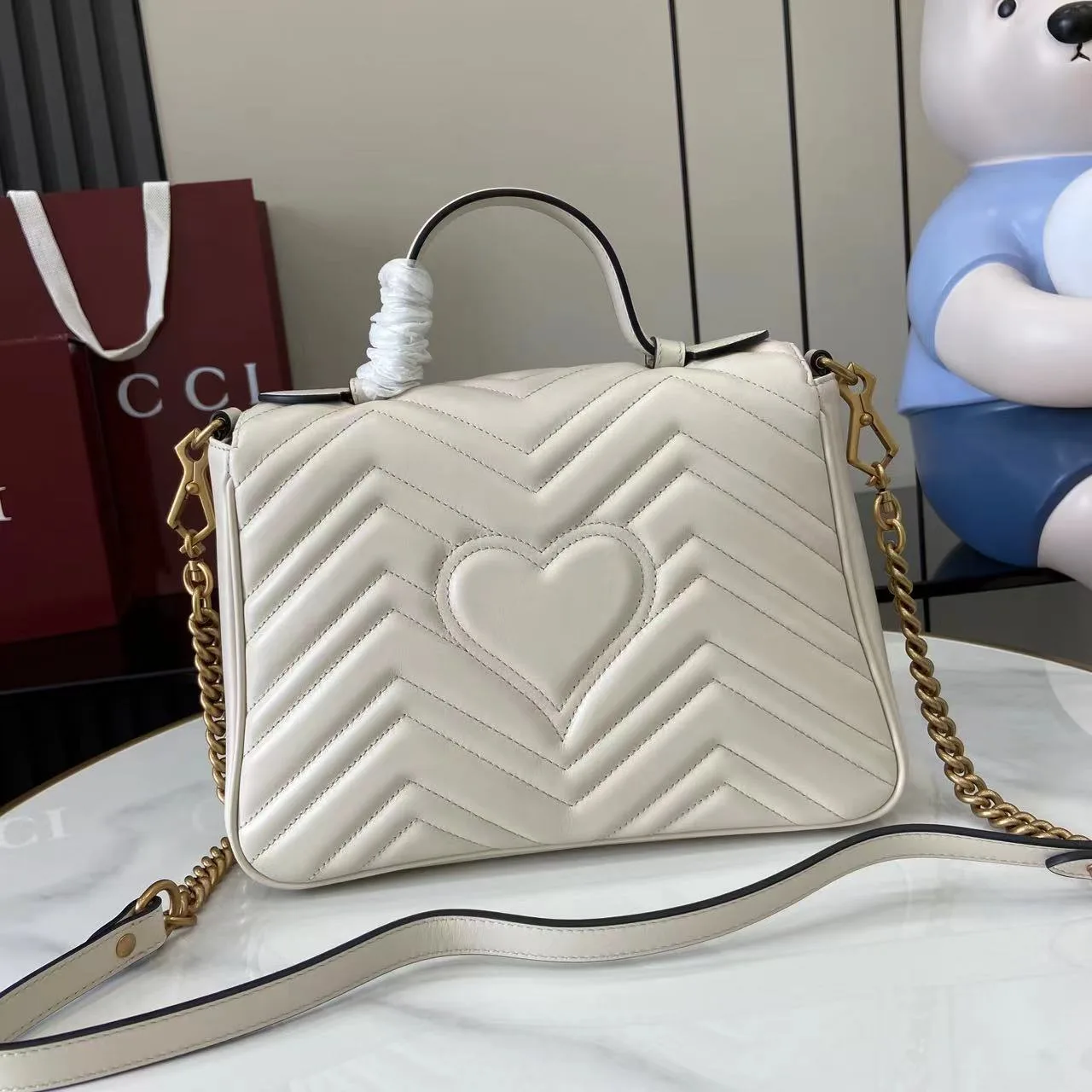Gucci White Marmont GG Supreme Canvas Top Handle Bag product photo from LabelPicks