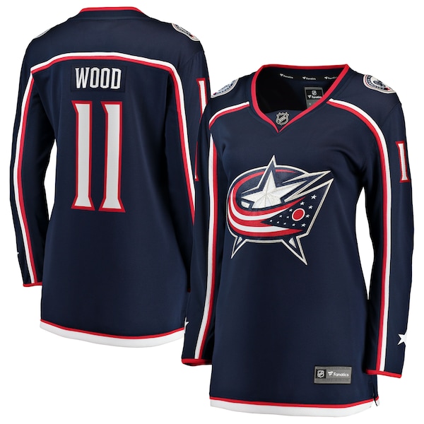 Miles Wood Columbus Blue Jackets  Women's Home Breakaway Jersey - Navy