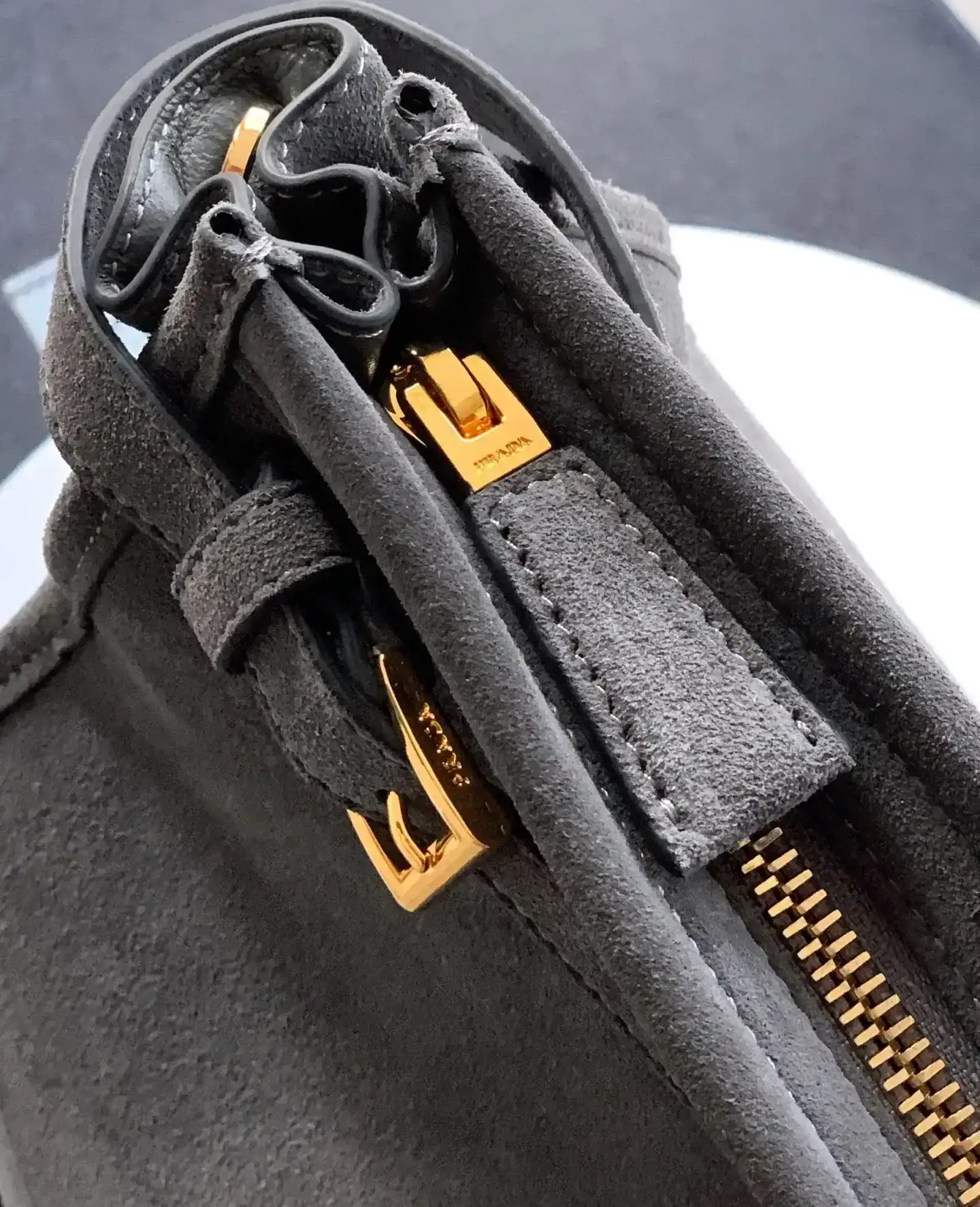 Prada Grey Calfskin Top Handle Bag product photo from LabelPicks