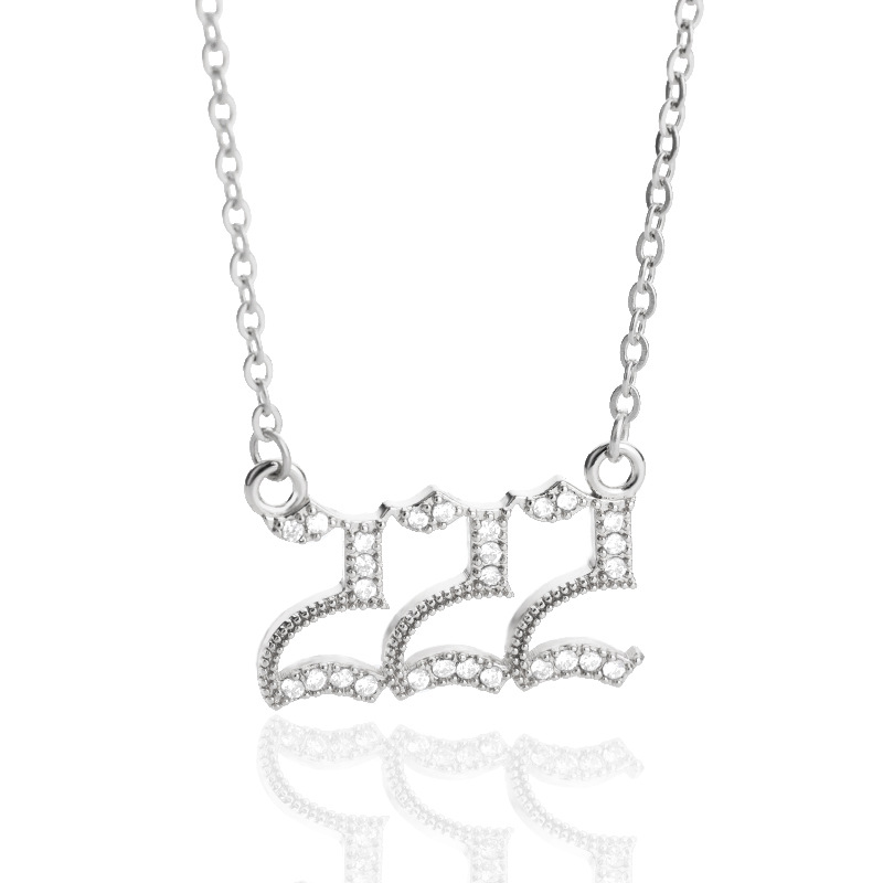 111-999 Angel Number Necklace with Bling Zirconia