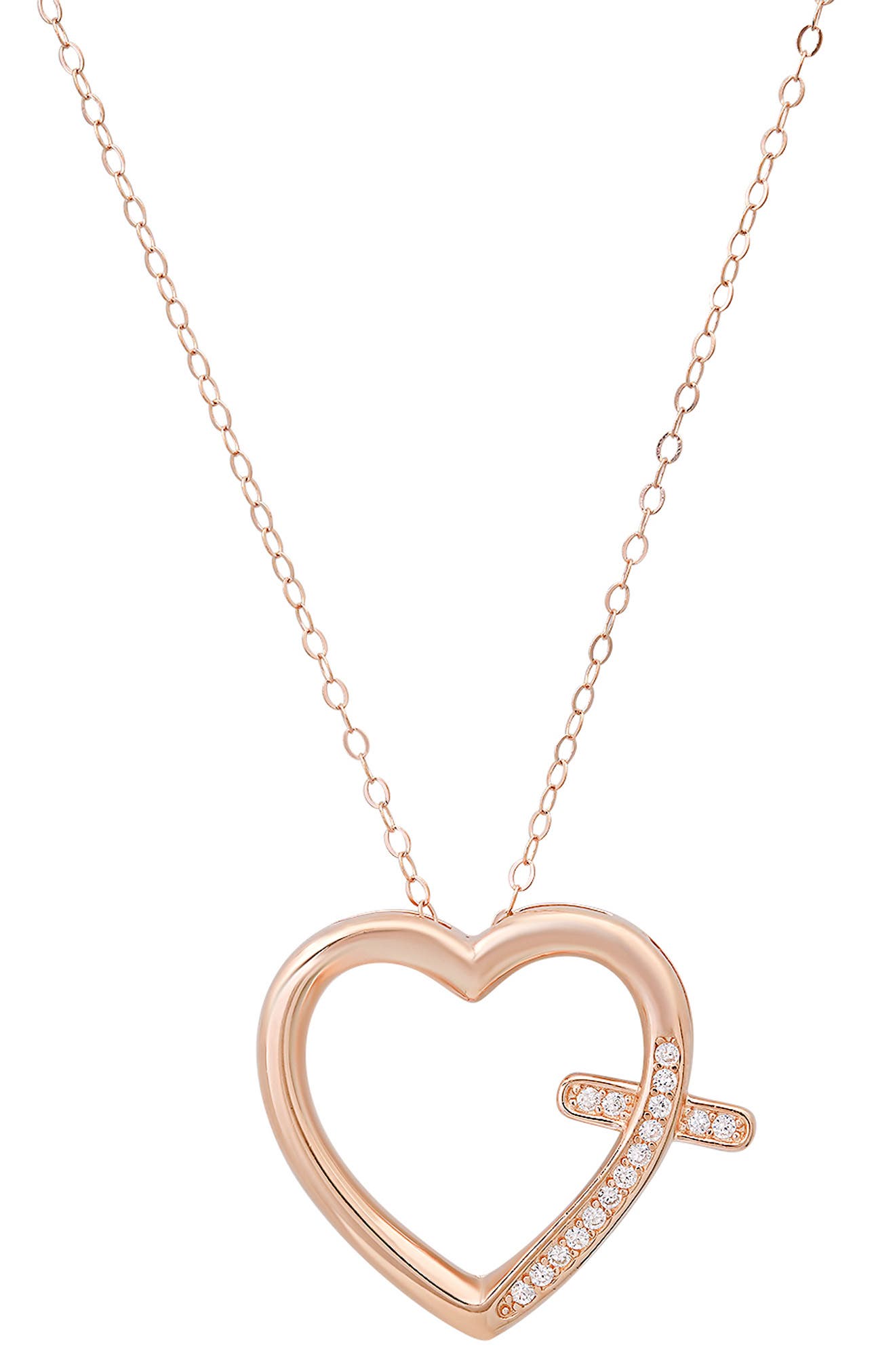 Queen Jewels Cubic Zirconia Heart Cross Pendant Necklace