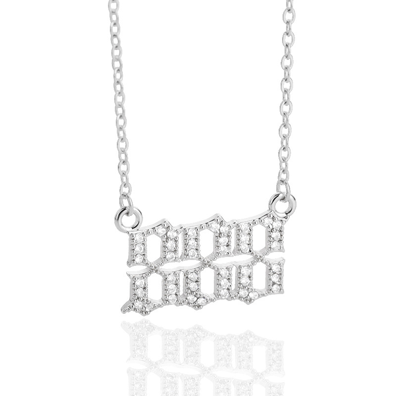 111-999 Angel Number Necklace with Bling Zirconia