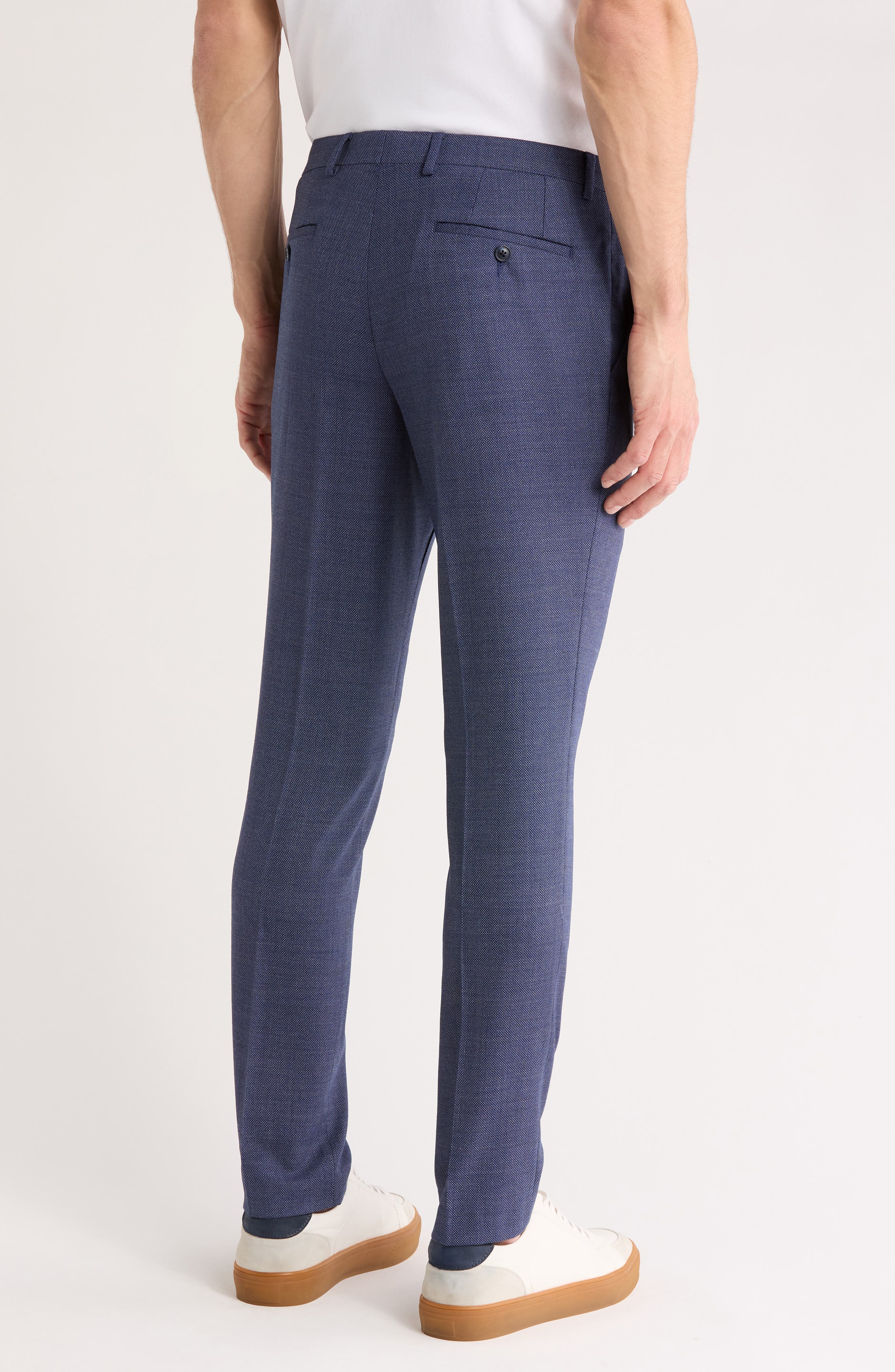 Original Penguin Navy Birdseye Stretch Suit Pants