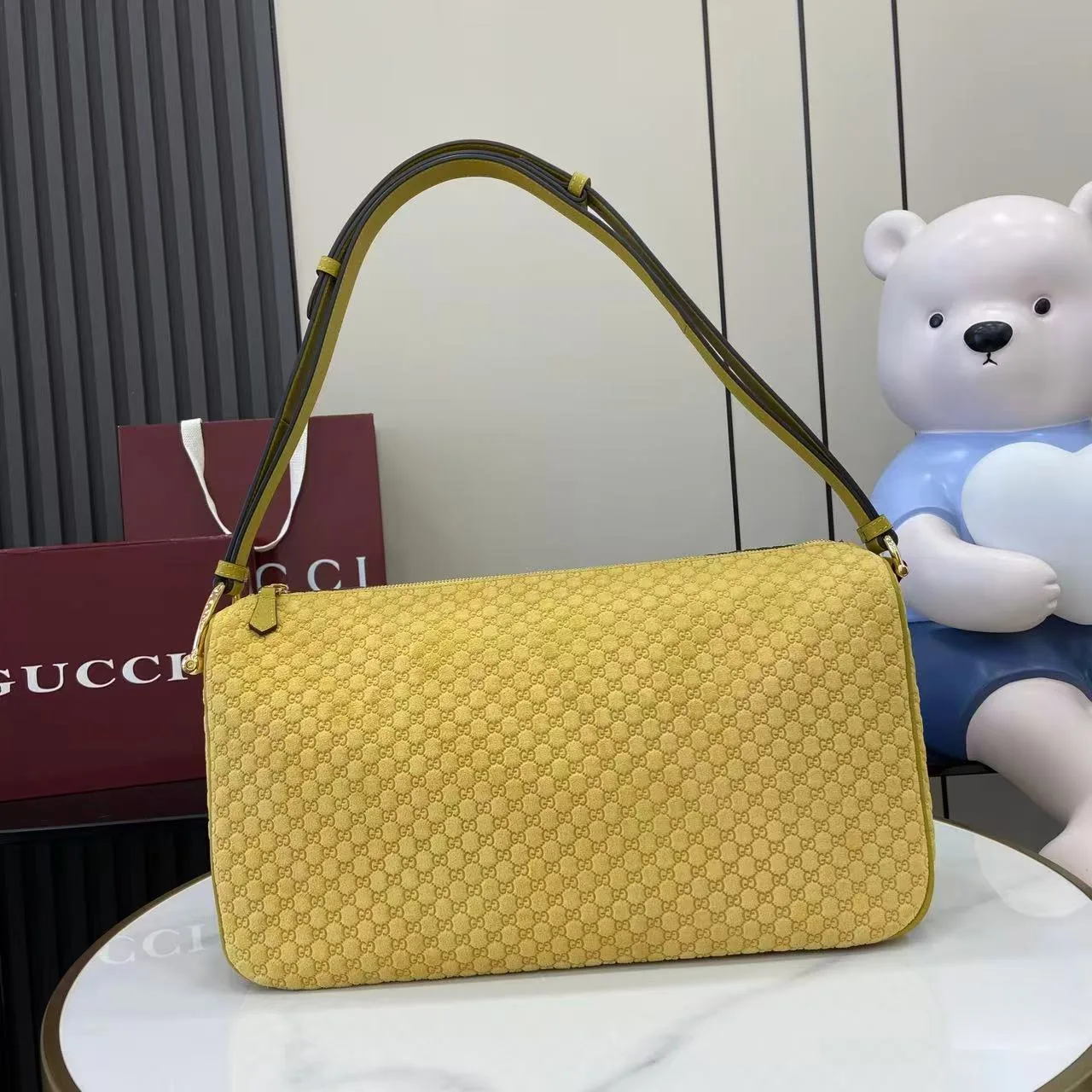 Gucci Horsebit Yellow Suede Leather Shoulder Bag product photo from LabelPicks