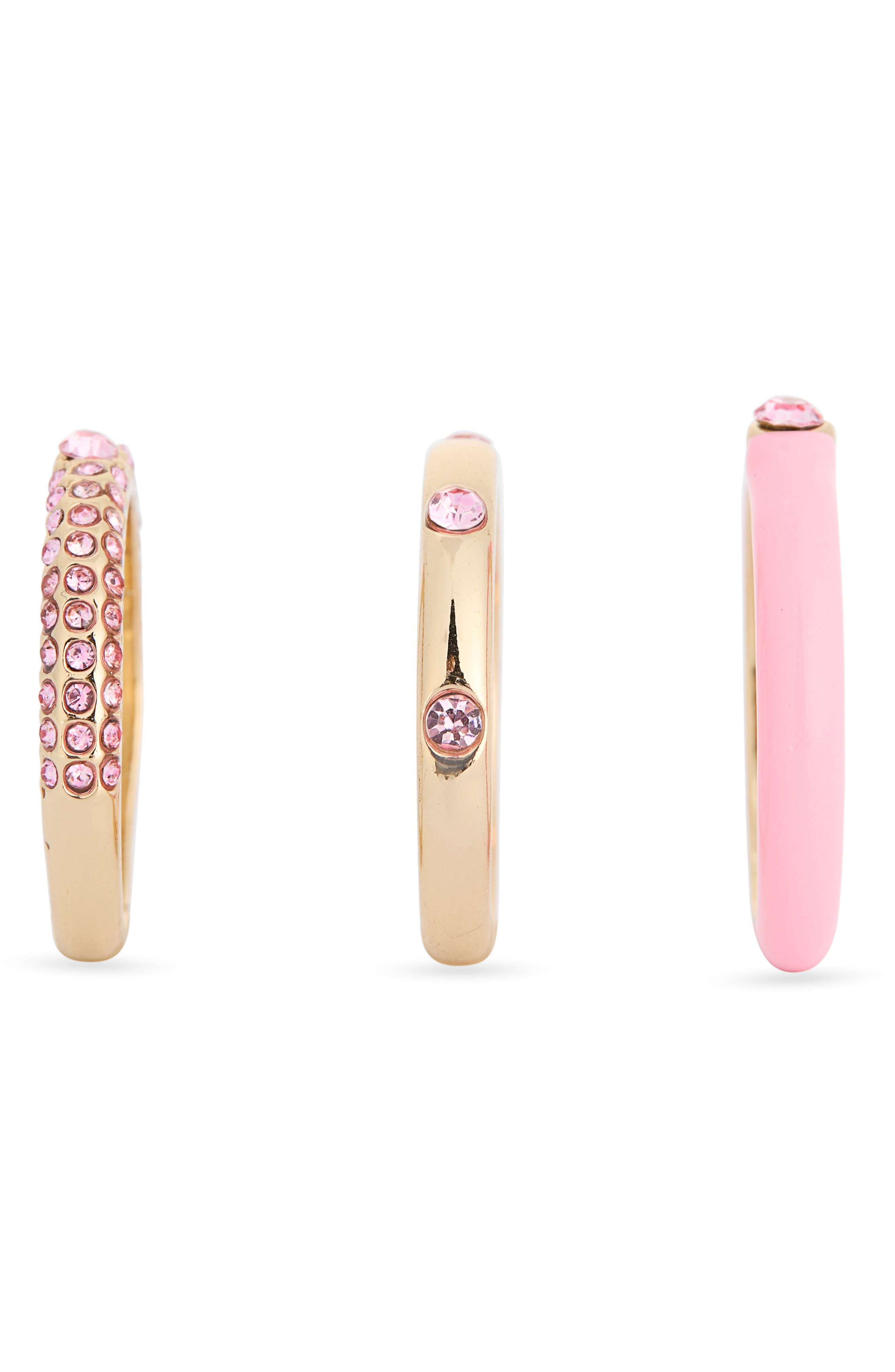NORDSTROM RACK Set of 3 Crystal & Enamel Band Rings