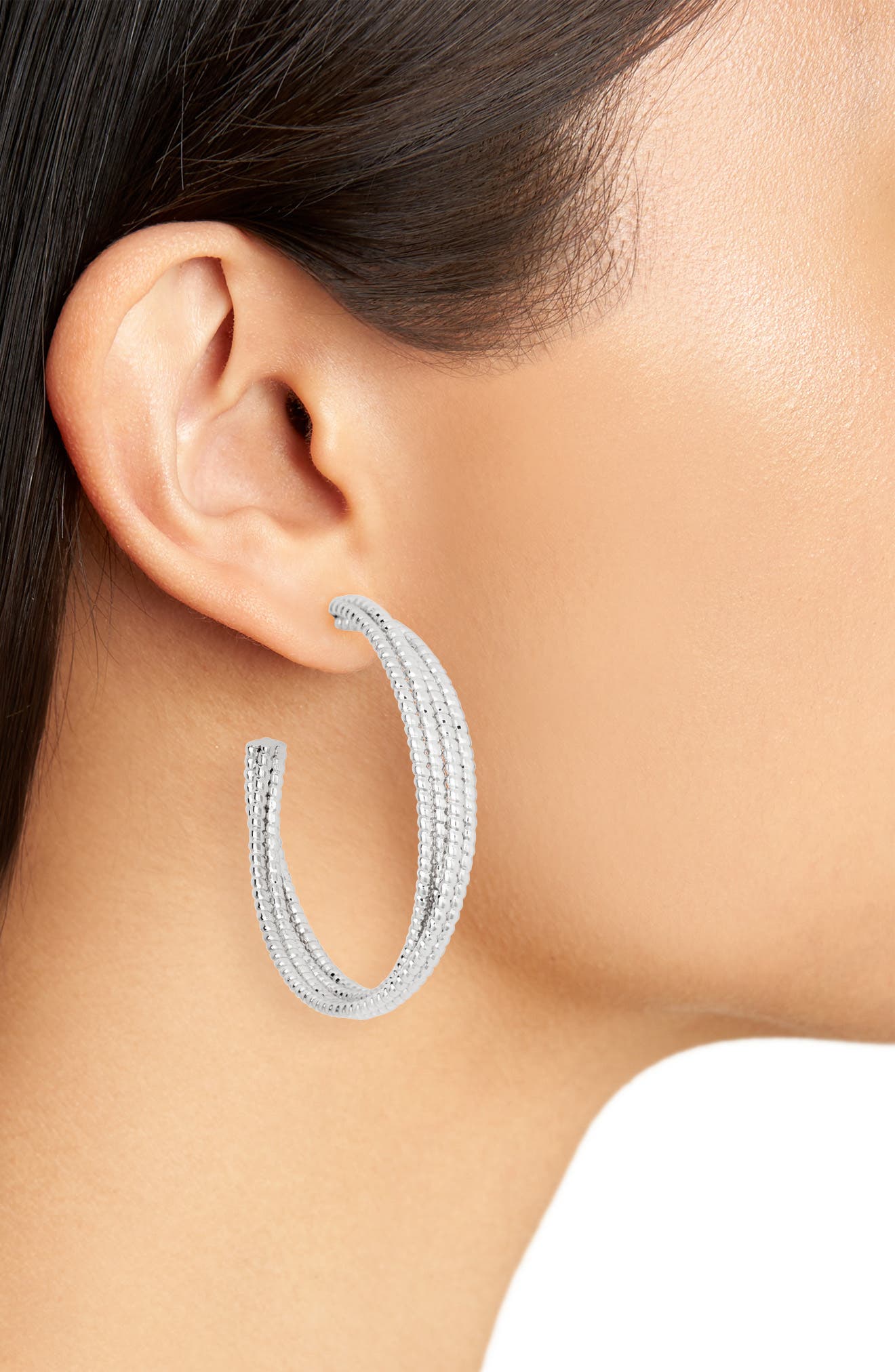 NORDSTROM RACK Textured Four Row Hoop Earrings