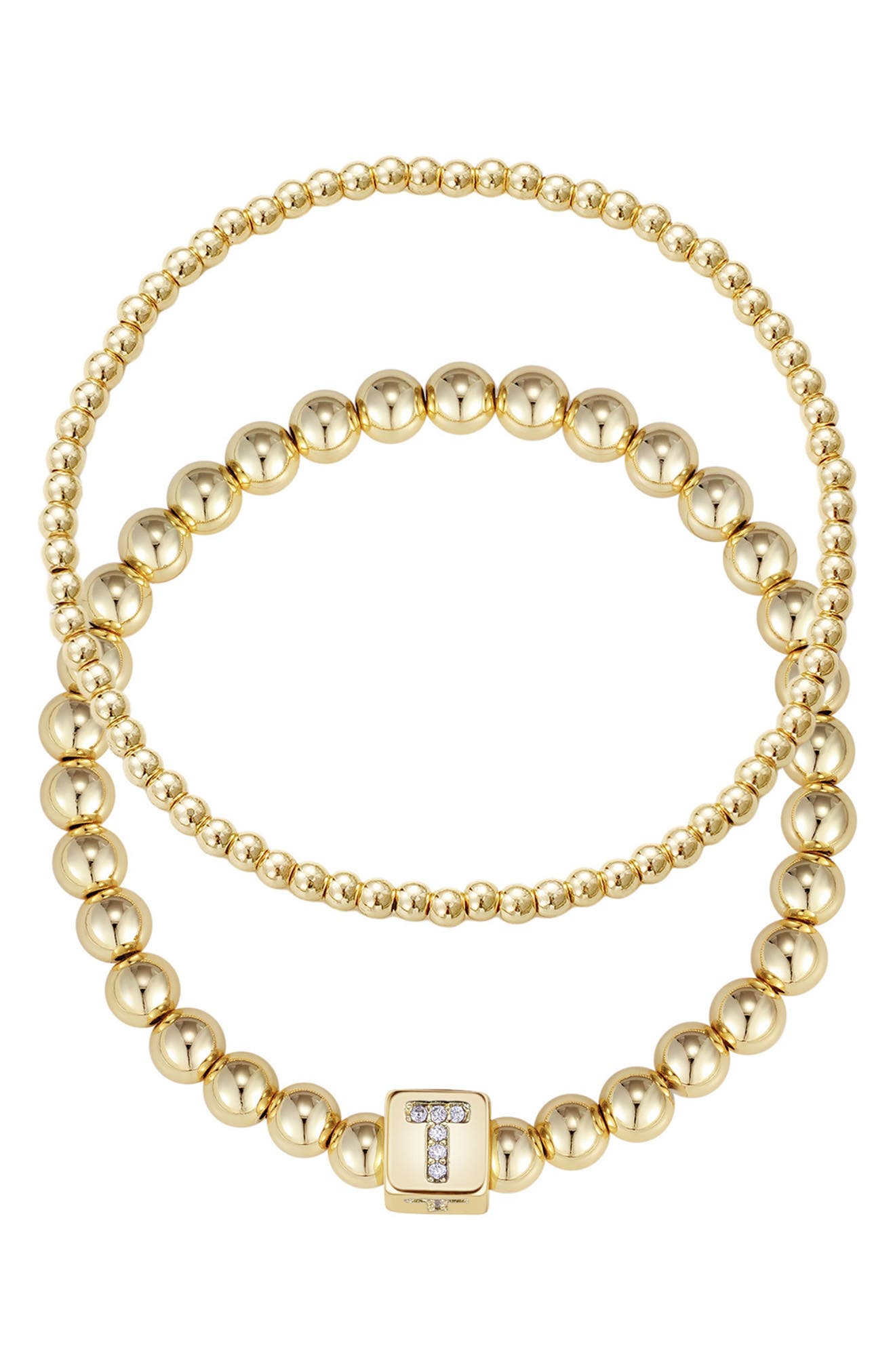 Adornia Set of 2 Gold Plated Stretch Bracelets