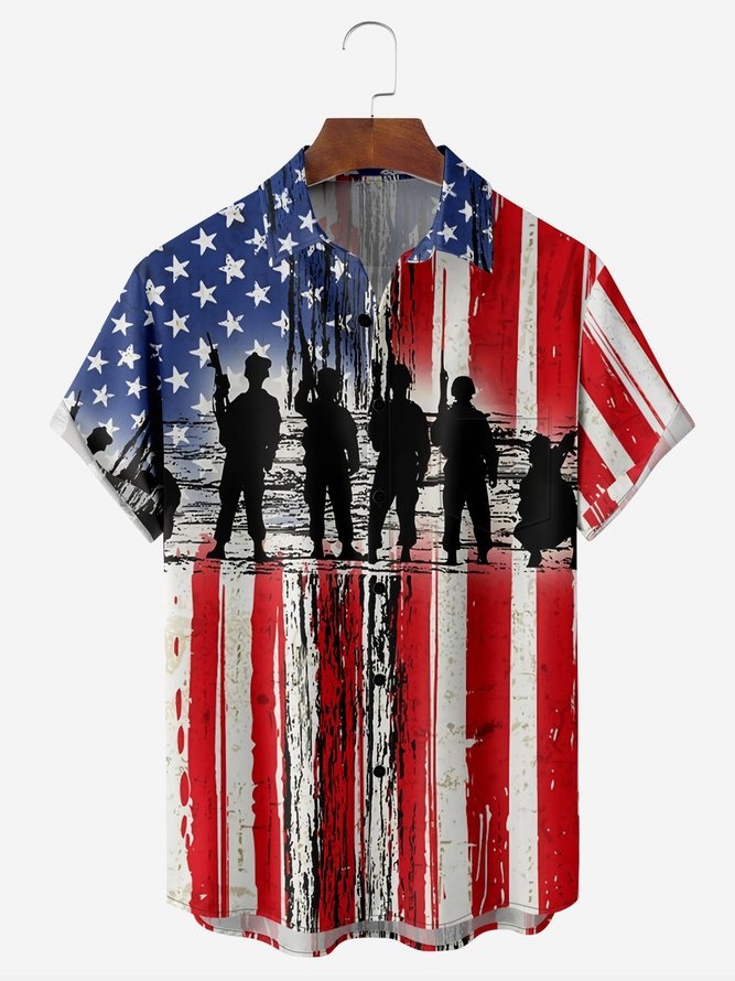 Veteran's Day Chest Pocket Short Sleeve Casual Shirt