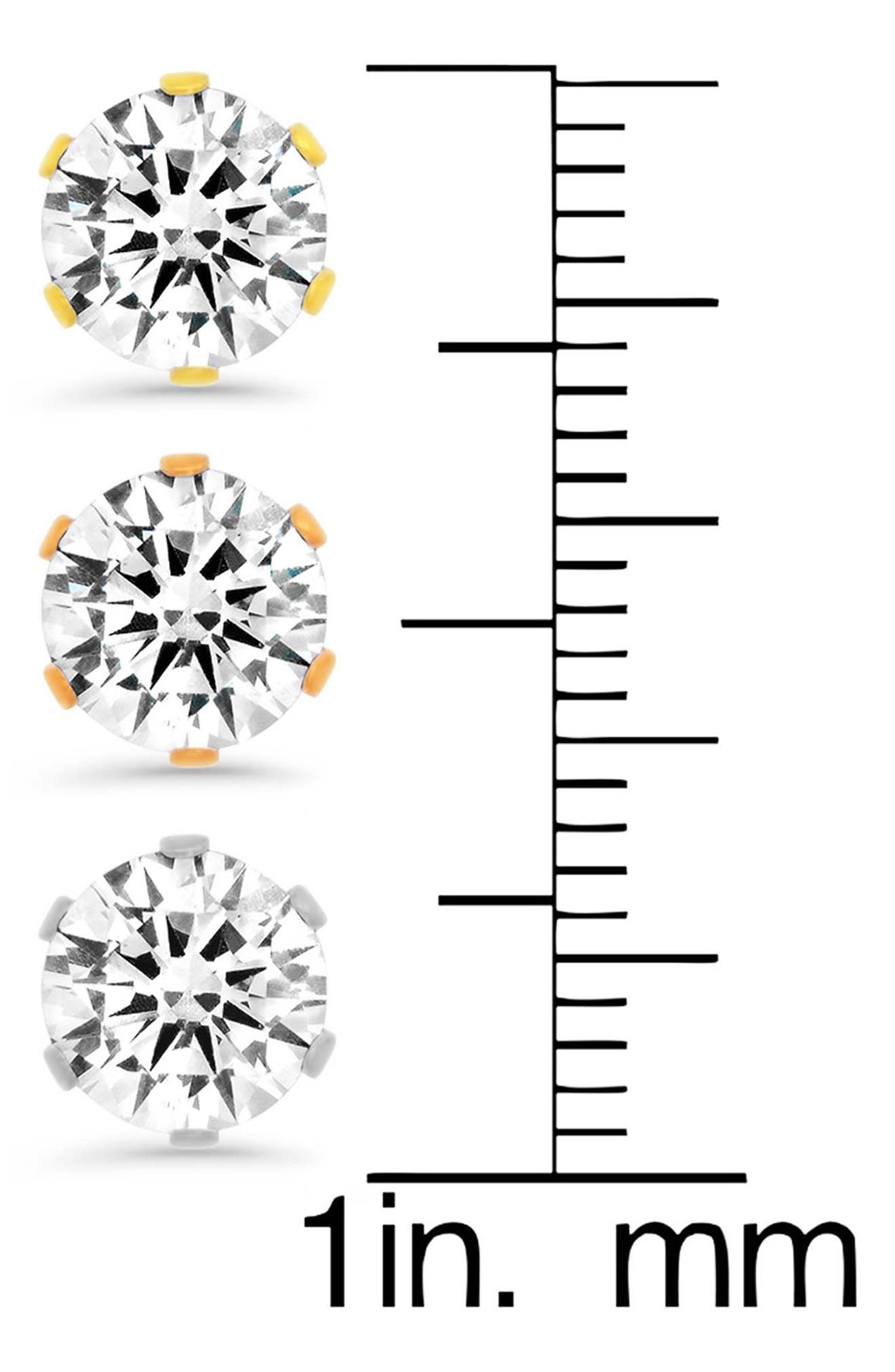 HMY JEWELRY 3-Pack Cubic Zirconia Round Stud Earrings