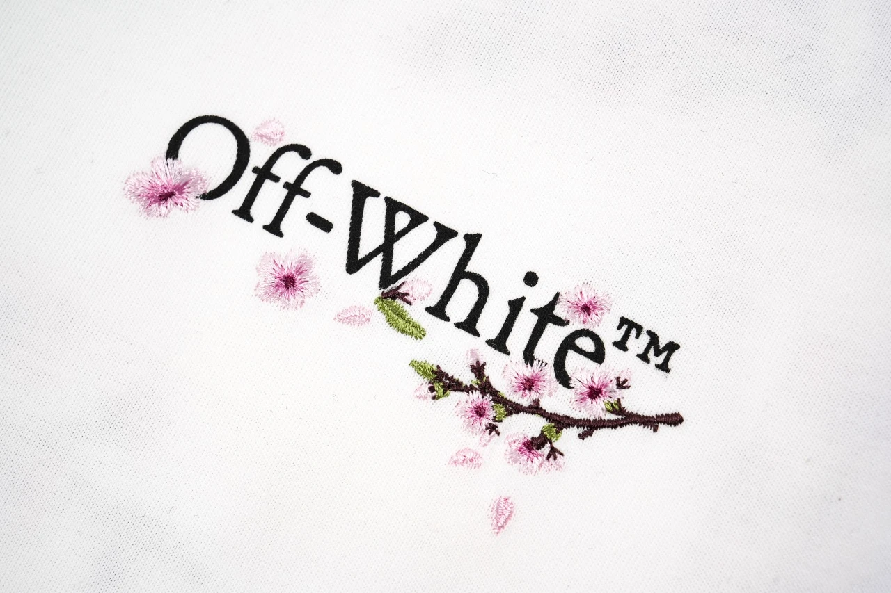 Off-White White Pink Cherry Blossom Arrow T-Shirt product photo from LabelPicks
