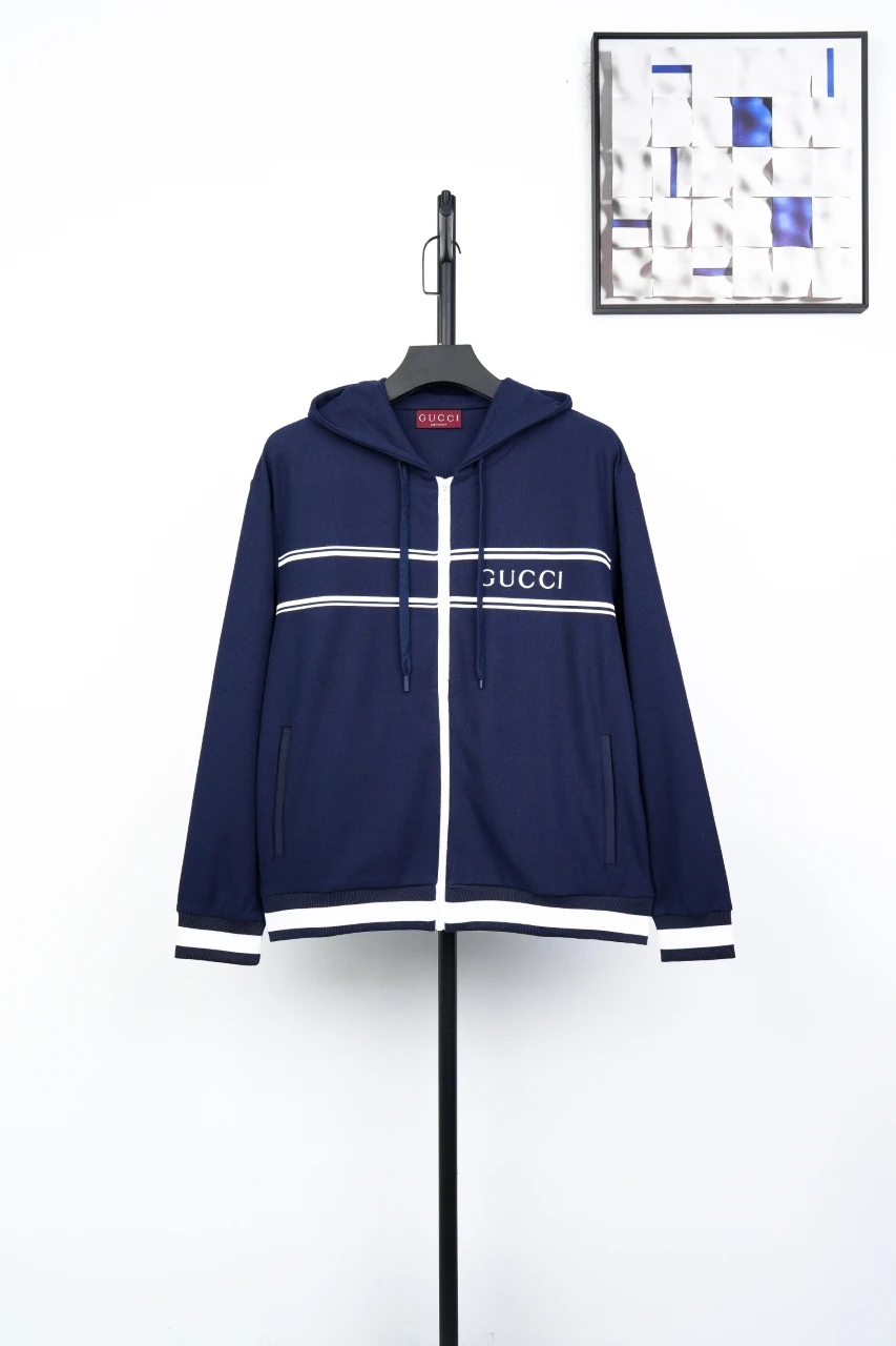 GUCCI Navy G-Stripe Hooded Zip Jacket product photo from LabelPicks
