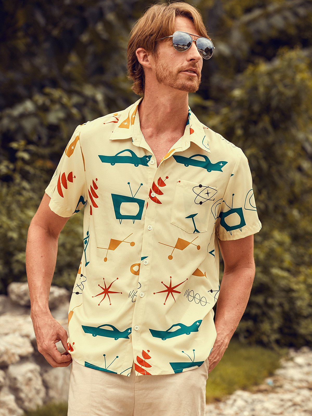 Men's Cocktail Graphic 50s Style Shirt