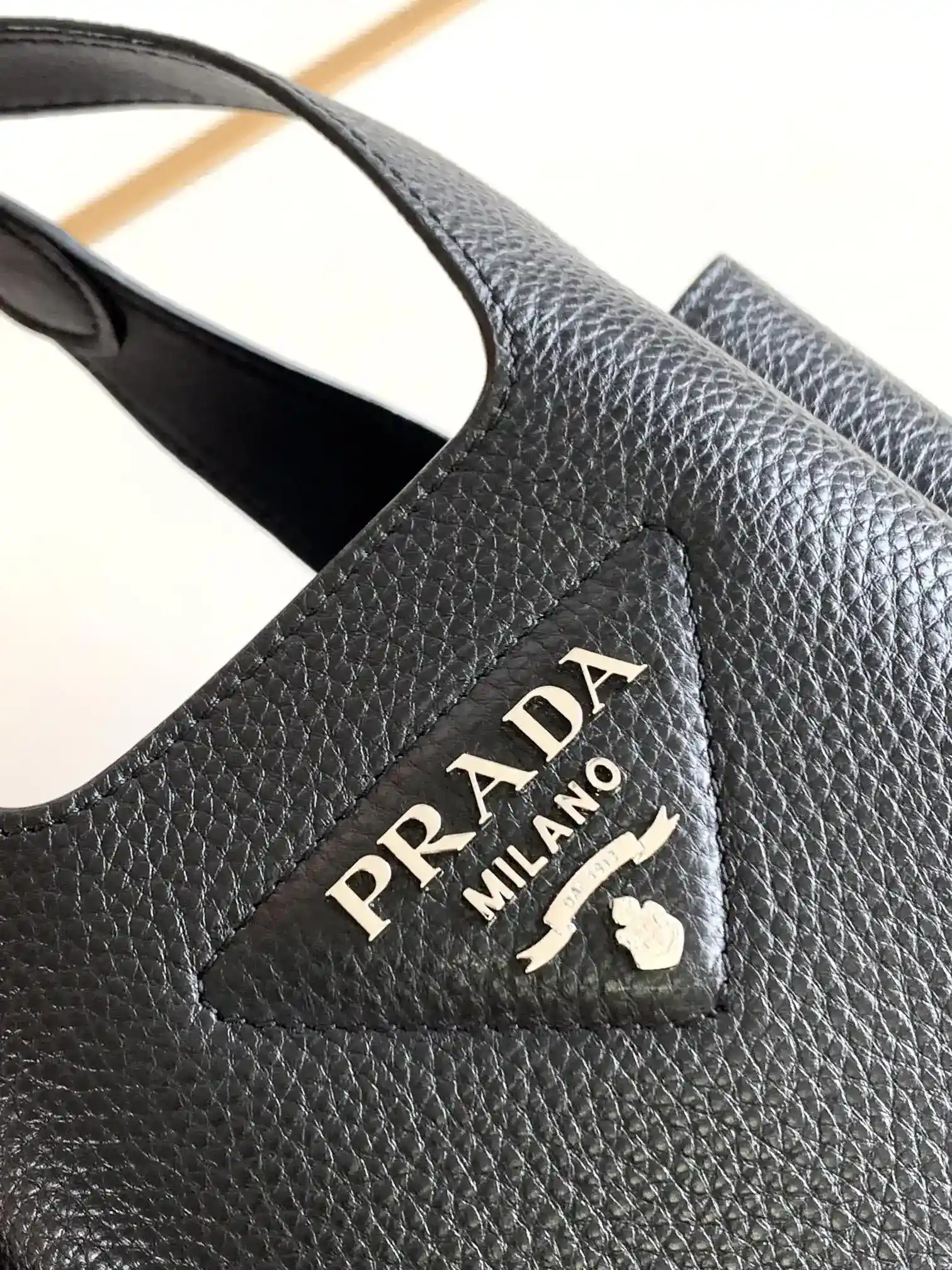 Prada Silver Grained Leather Tote Bag product photo from LabelPicks