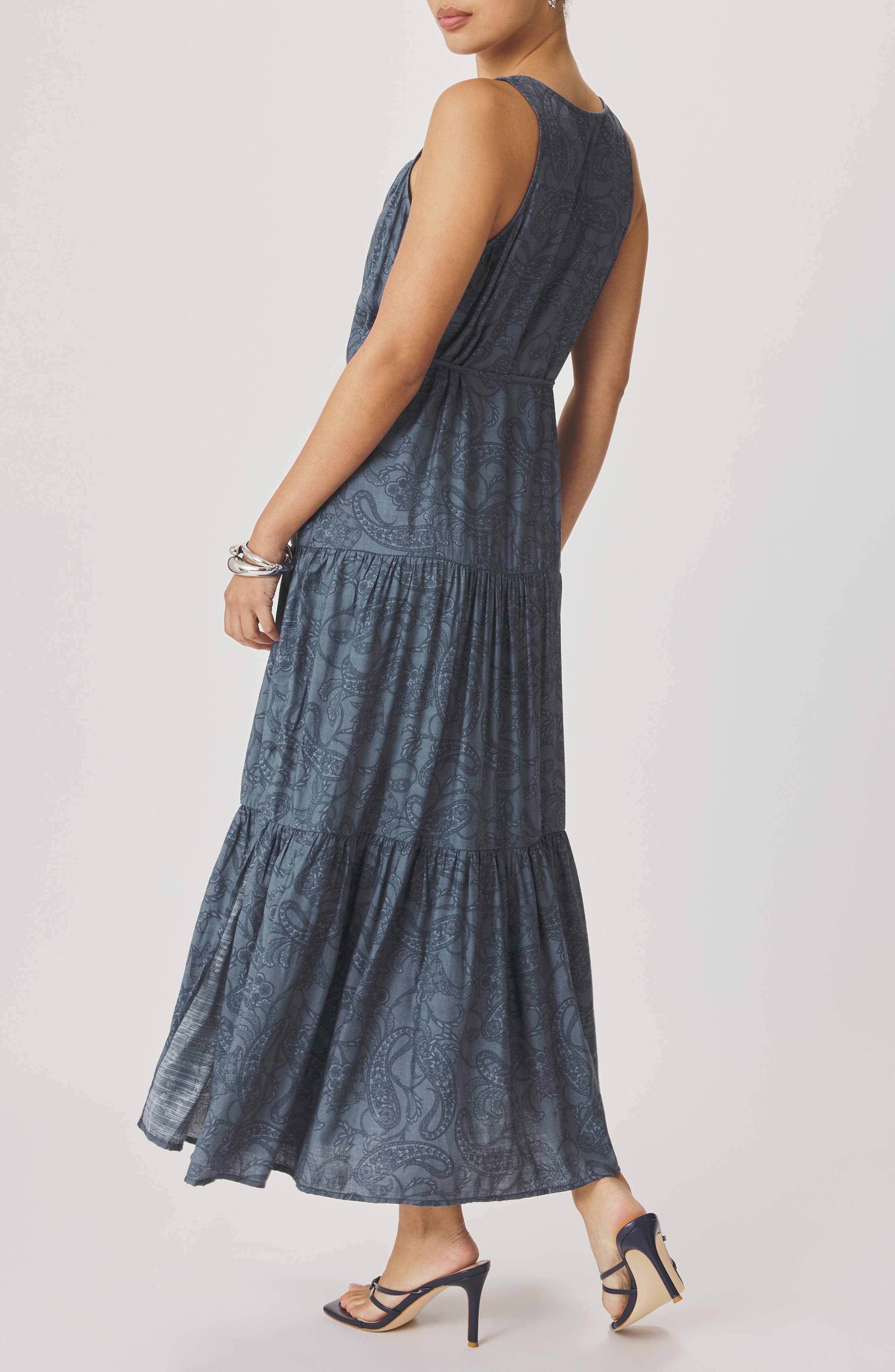 Splendid Iris Paisley Print Tiered Maxi Dress