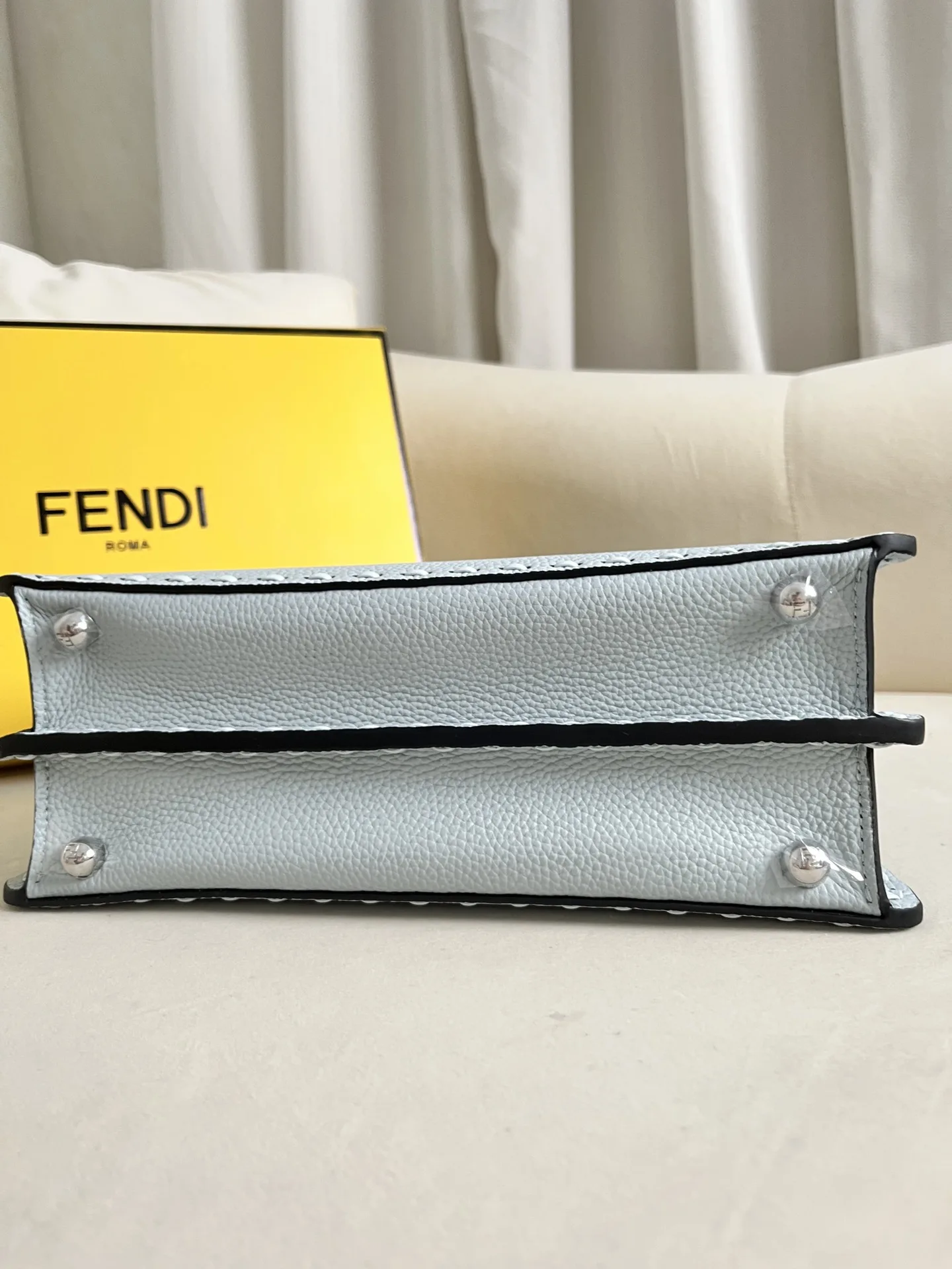 Fendi Peekaboo Blue Grained Leather Shoulder Bag product photo from LabelPicks