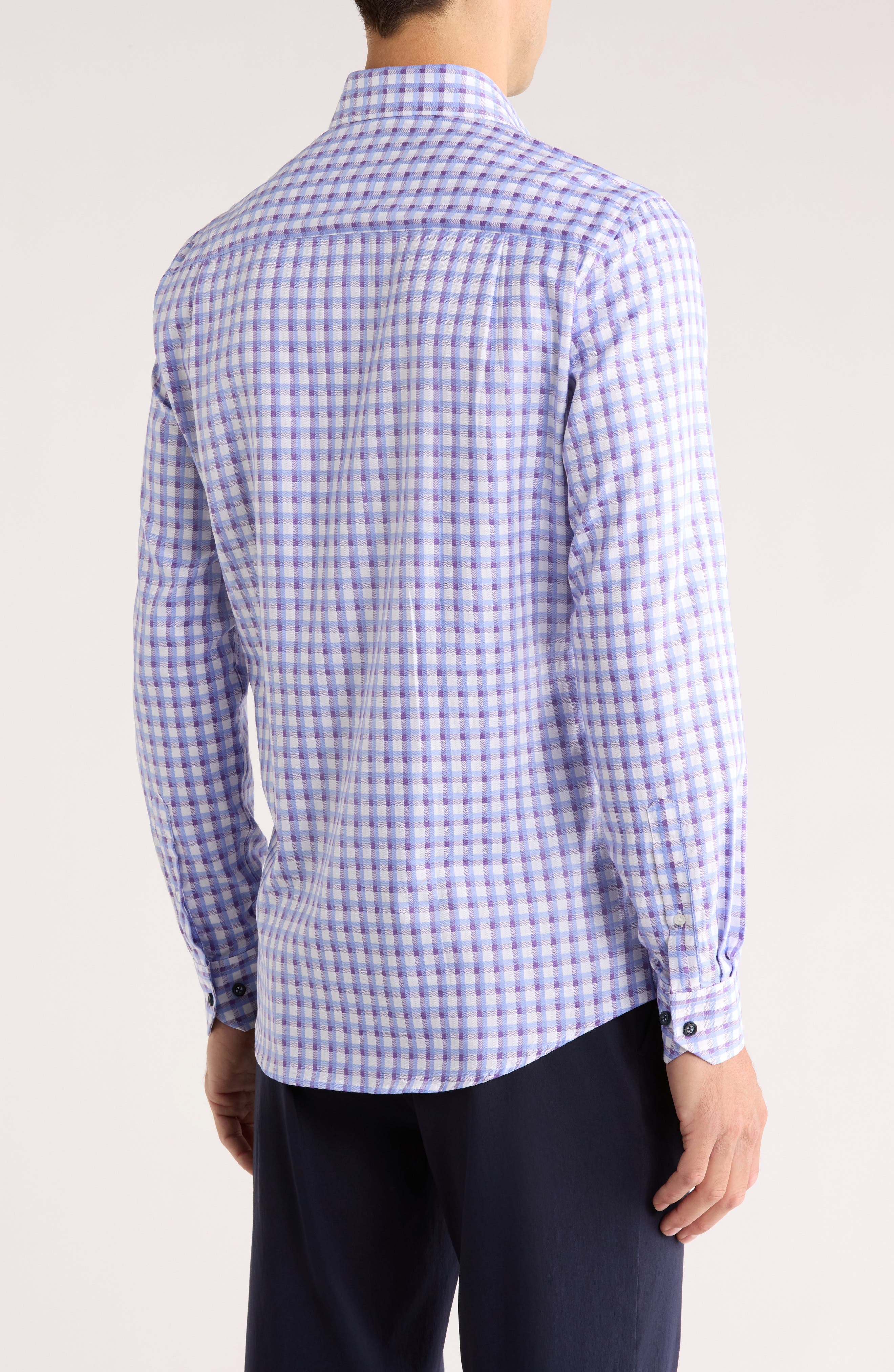 Duchamp Tailored Fit Check Print Dress Shirt