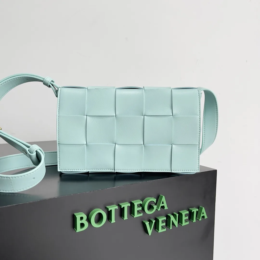 Bottega Veneta Blue Cassette Intrecciato Woven Leather Shoulder Bag product photo from LabelPicks