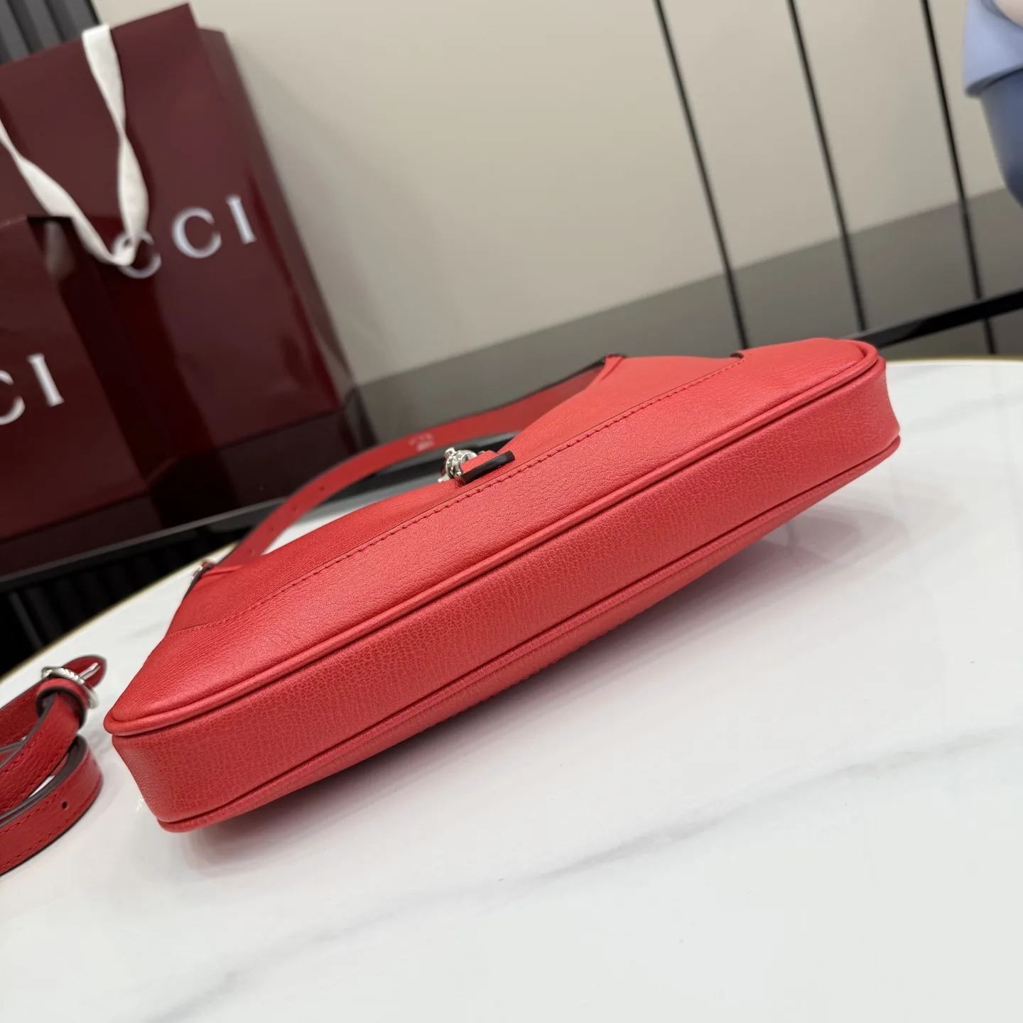 Gucci Red Jackie Grained Leather Shoulder Bag product photo from LabelPicks