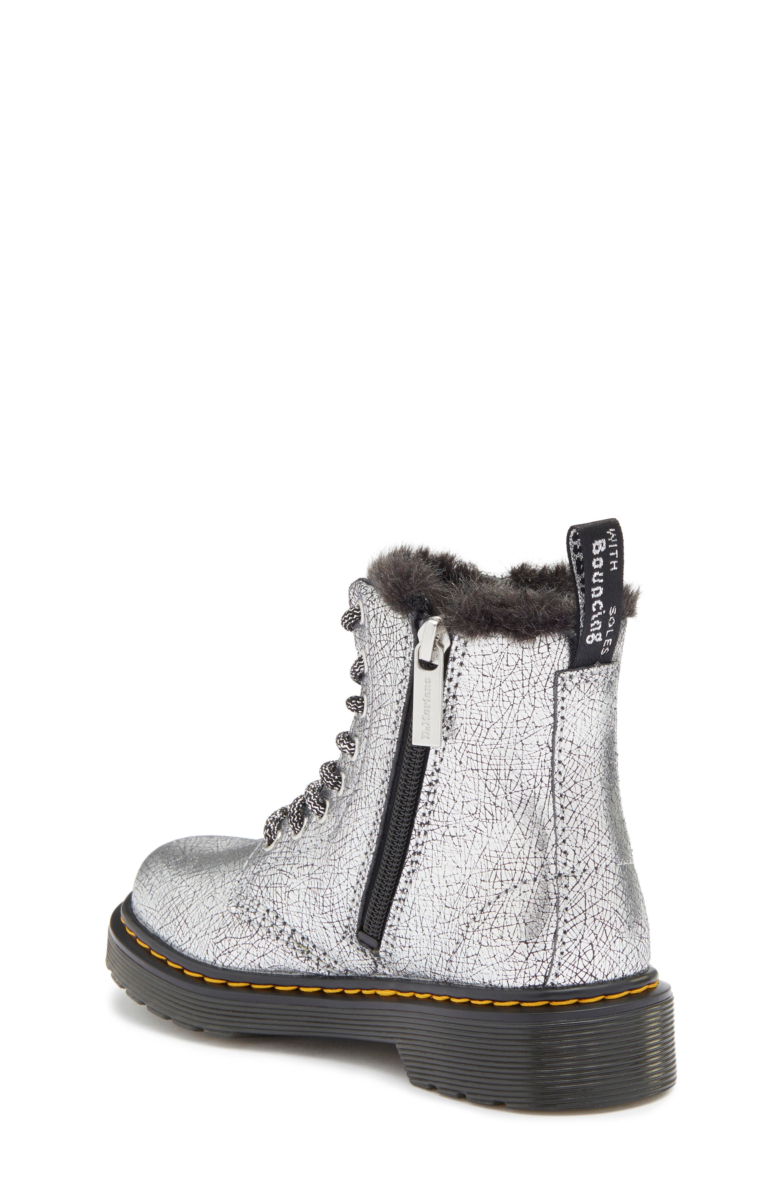 Dr. Martens Kids' 1460 Serena Faux Fur Lined Metallic Boot