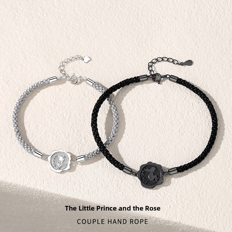 Original Little Prince and Rose Couple Bracelet: Unique Design, Cartoon Geometric Irregular Braided Rope Bracelet