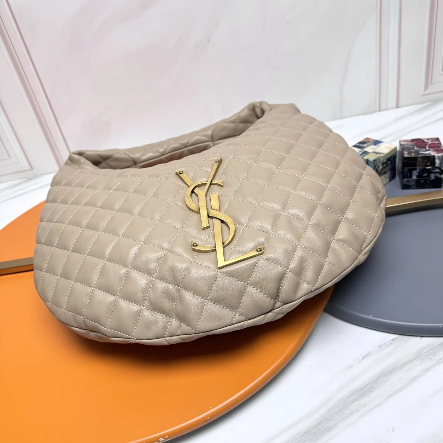 Saint Laurent Icare Beige Lambskin Hobo Bag product photo from LabelPicks