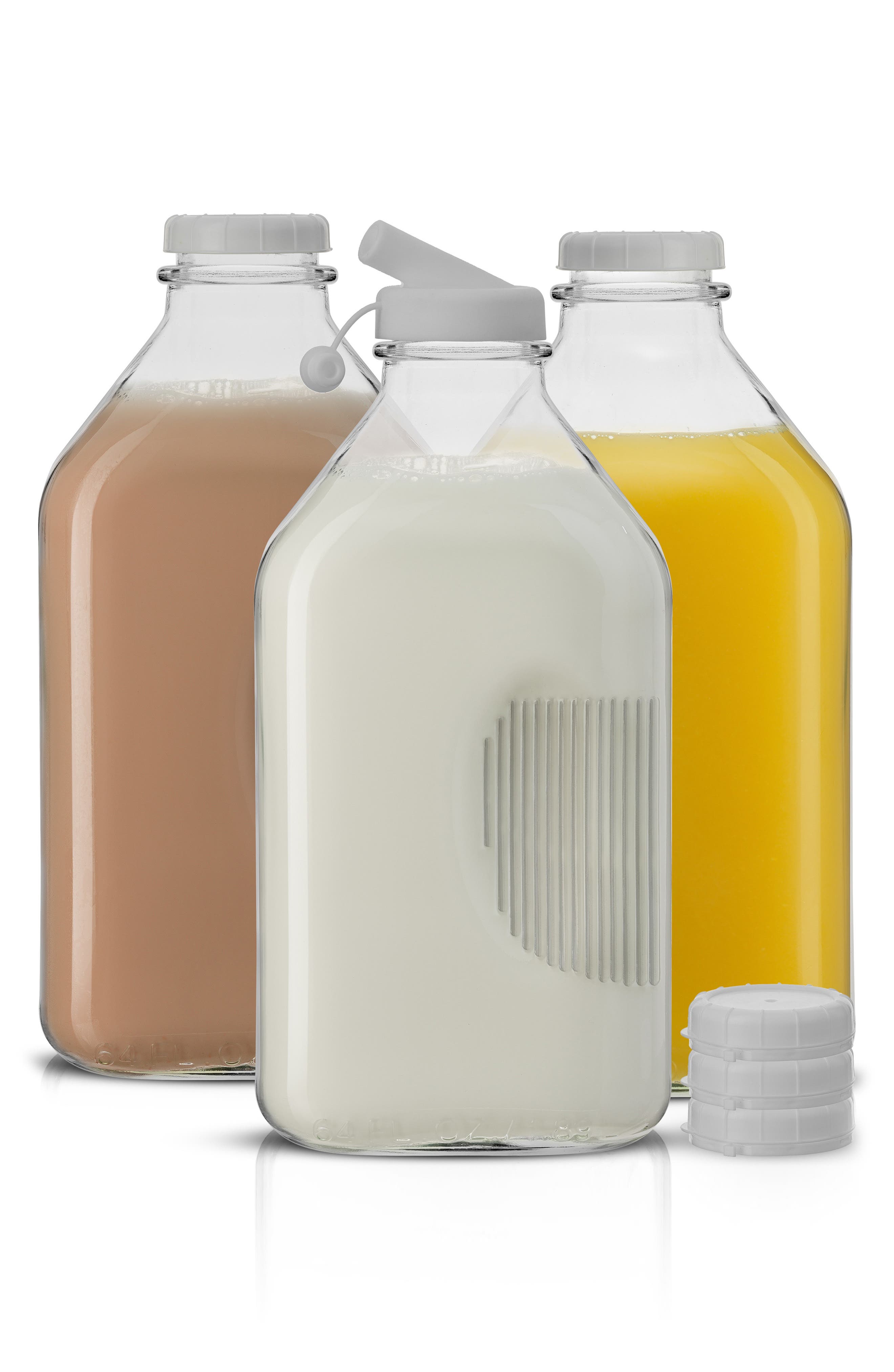 JoyJolt Set of 3 Reusable Glass Beverage Bottles - 64 oz.