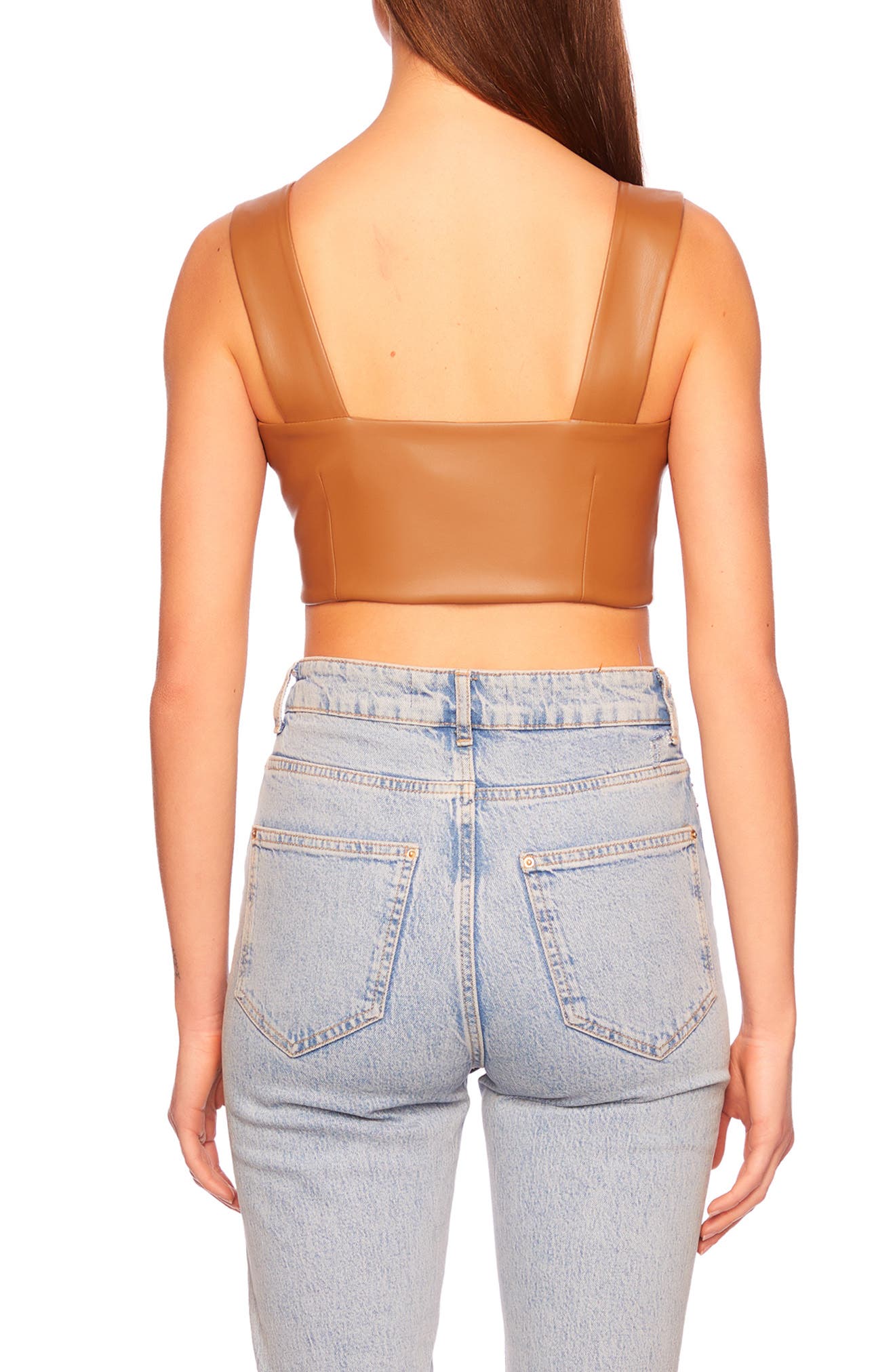 Susana Monaco Faux Leather Crop Tank