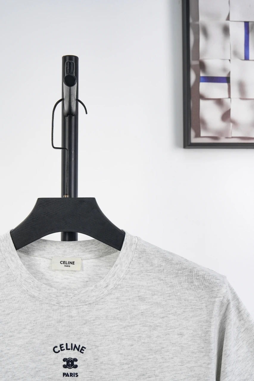 CELINE Grey Small Embroidered Logo T-Shirt product photo from LabelPicks