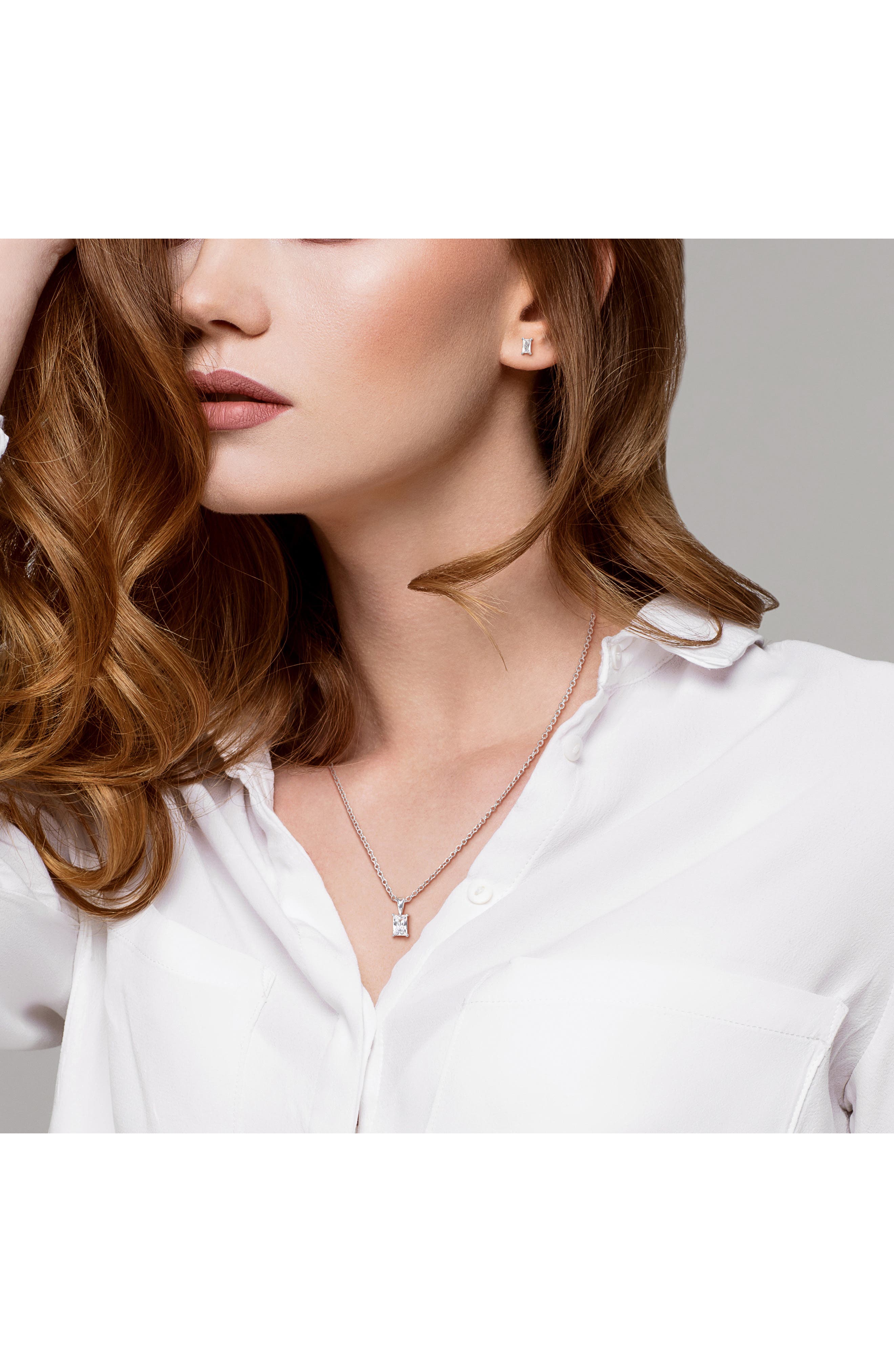 DELMAR Rectangular Cubic Zirconia Earrings & Necklace Set
