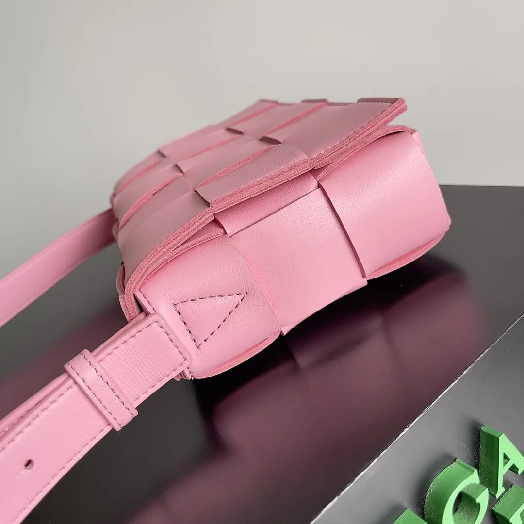 Bottega Veneta Pink Cassette Intrecciato Woven Leather Shoulder Bag product photo from LabelPicks