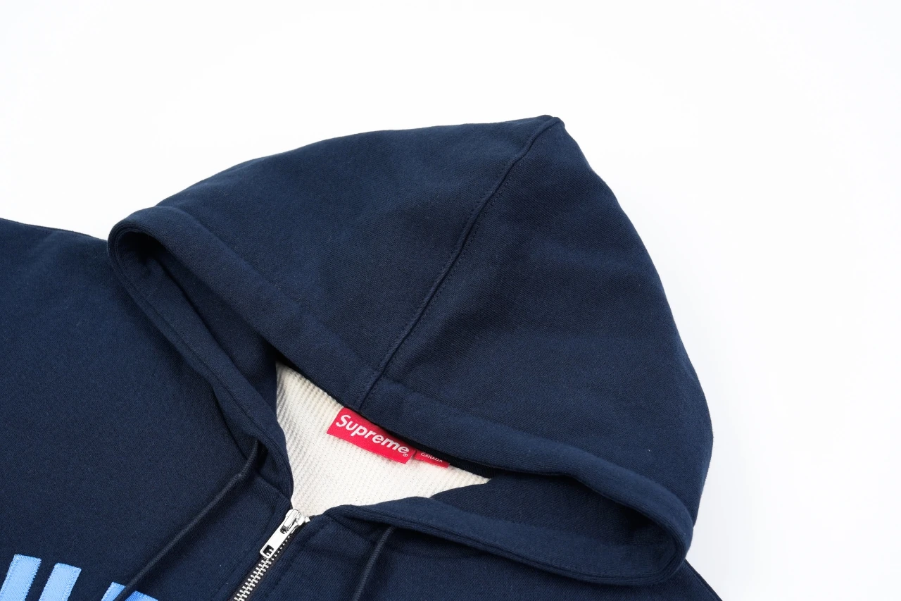 Supreme Navy Applique Letter Zip Hoodie Jacket product photo from LabelPicks