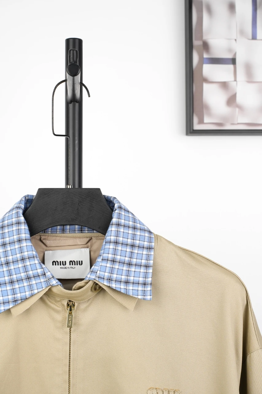 Miu Miu Beige Check Layered Effect Jacket product photo from LabelPicks