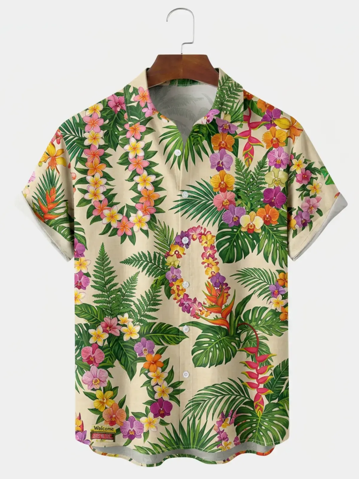 Men's printed shirts Tropical Orchid Lei Aloha Shirt
