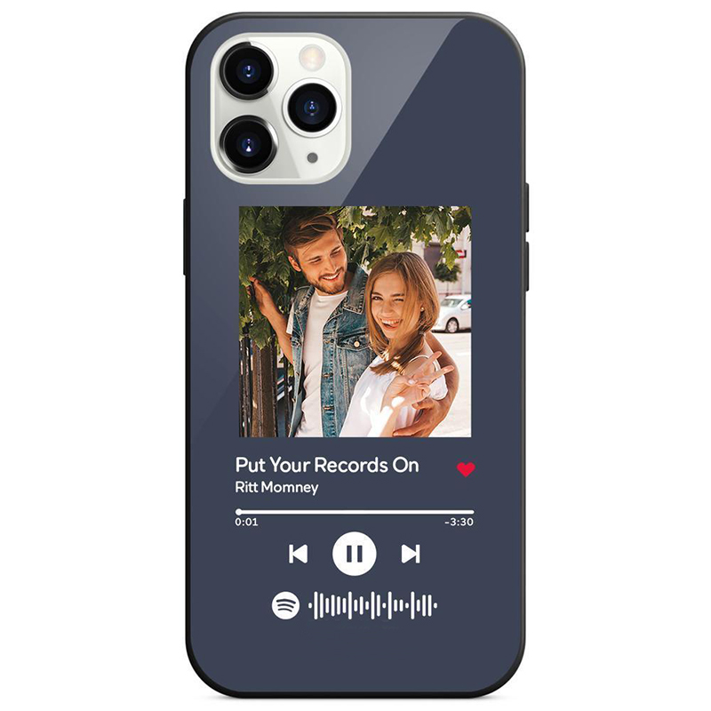 Black Custom Spotify Plaque Song Iphone Case For Couple
