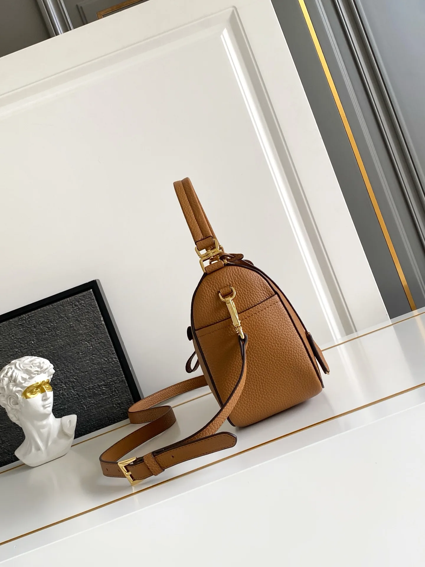 Prada Gold Grained Leather Top Handle Bag product photo from LabelPicks