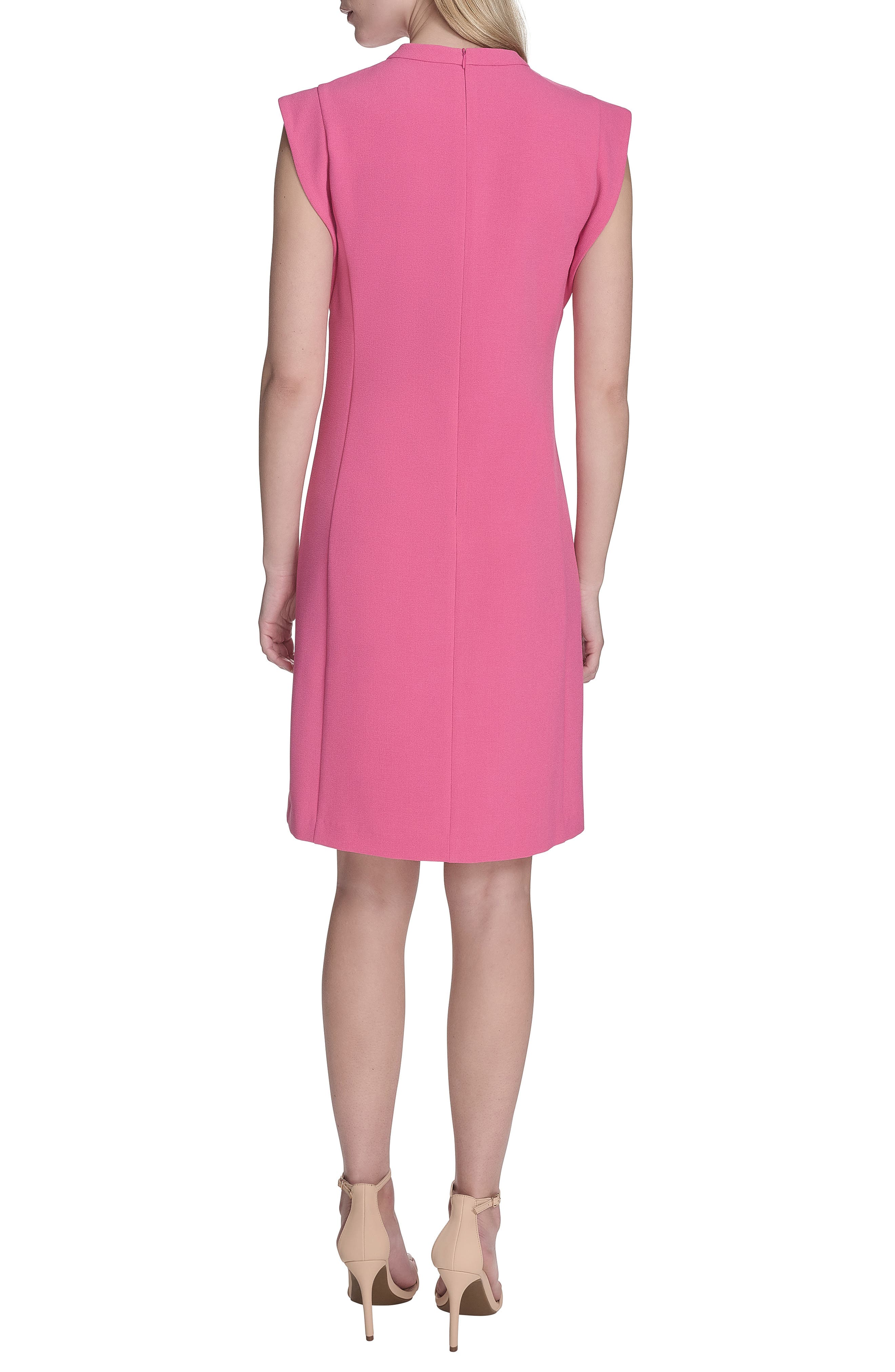 Vince Camuto Floral Cutout Cap Sleeve Signature Stretch Crepe Dress