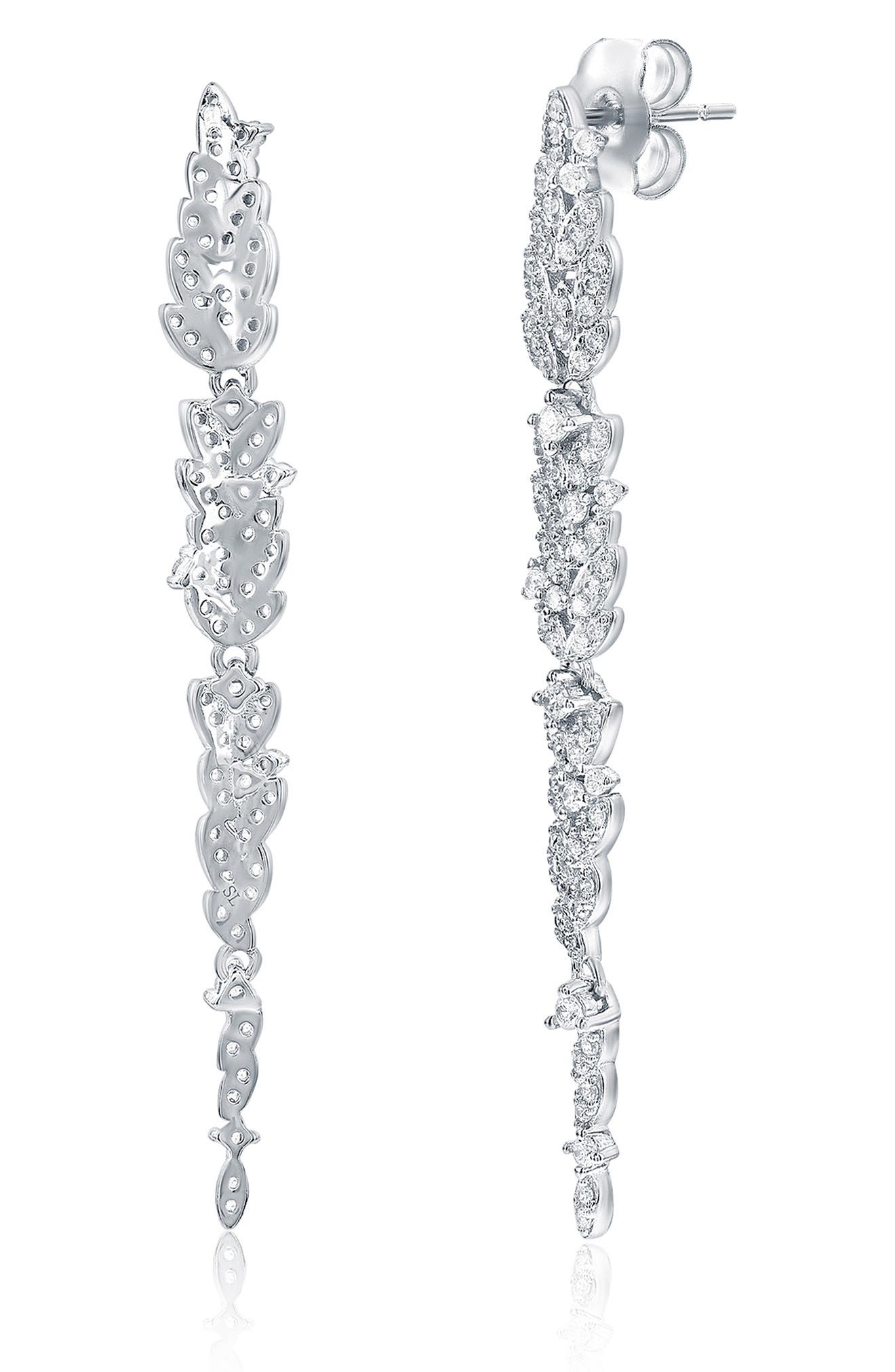SUZY LEVIAN Cubic Zirconia Leaf Drop Earrings