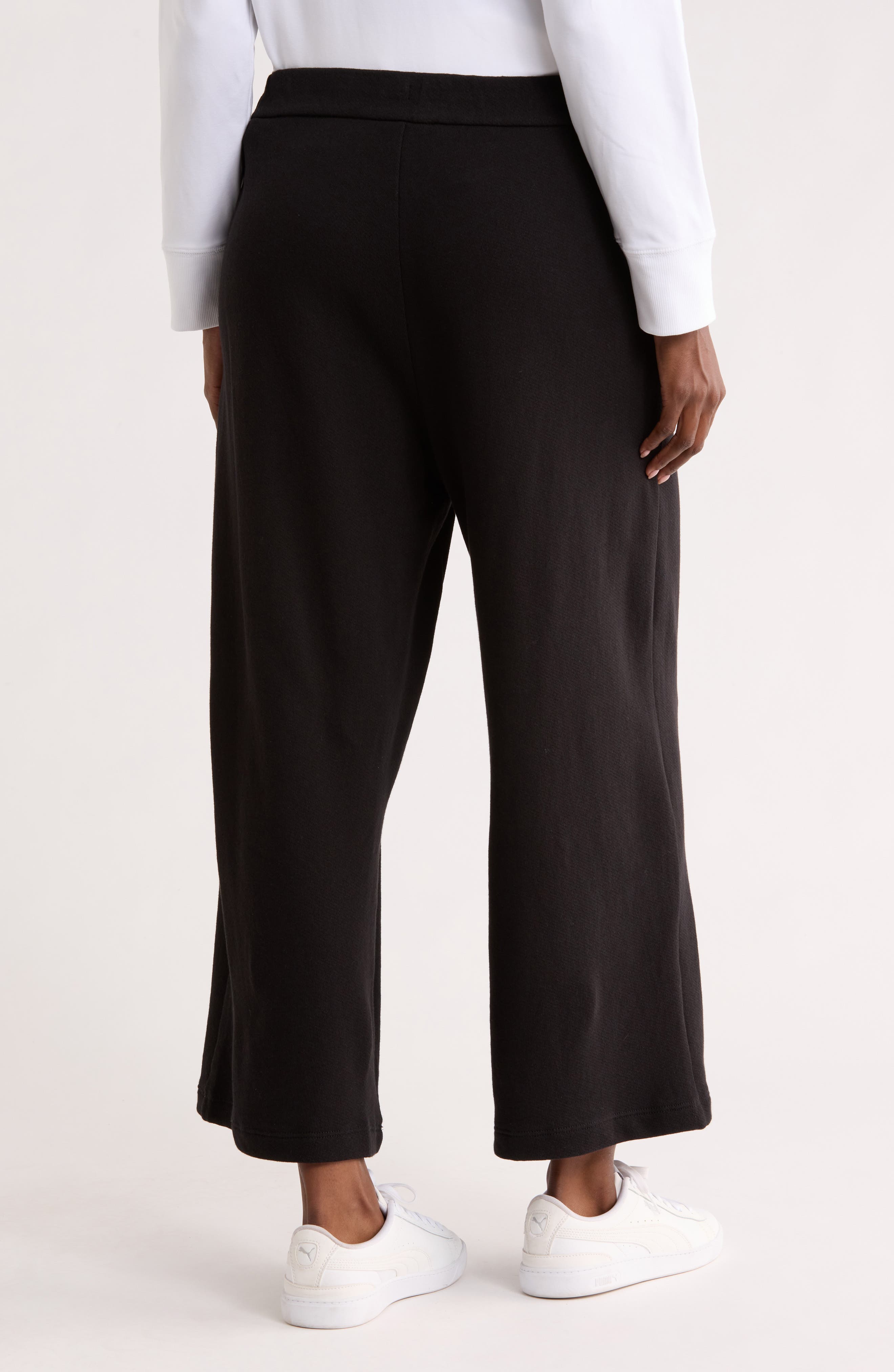 Eileen Fisher Organic Cotton French Terry Crop Wide Leg Pants