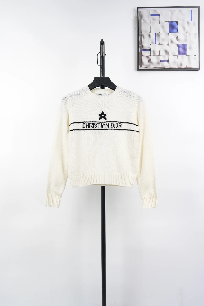 Dior Cream Star Fine Knit Sweater product photo from LabelPicks