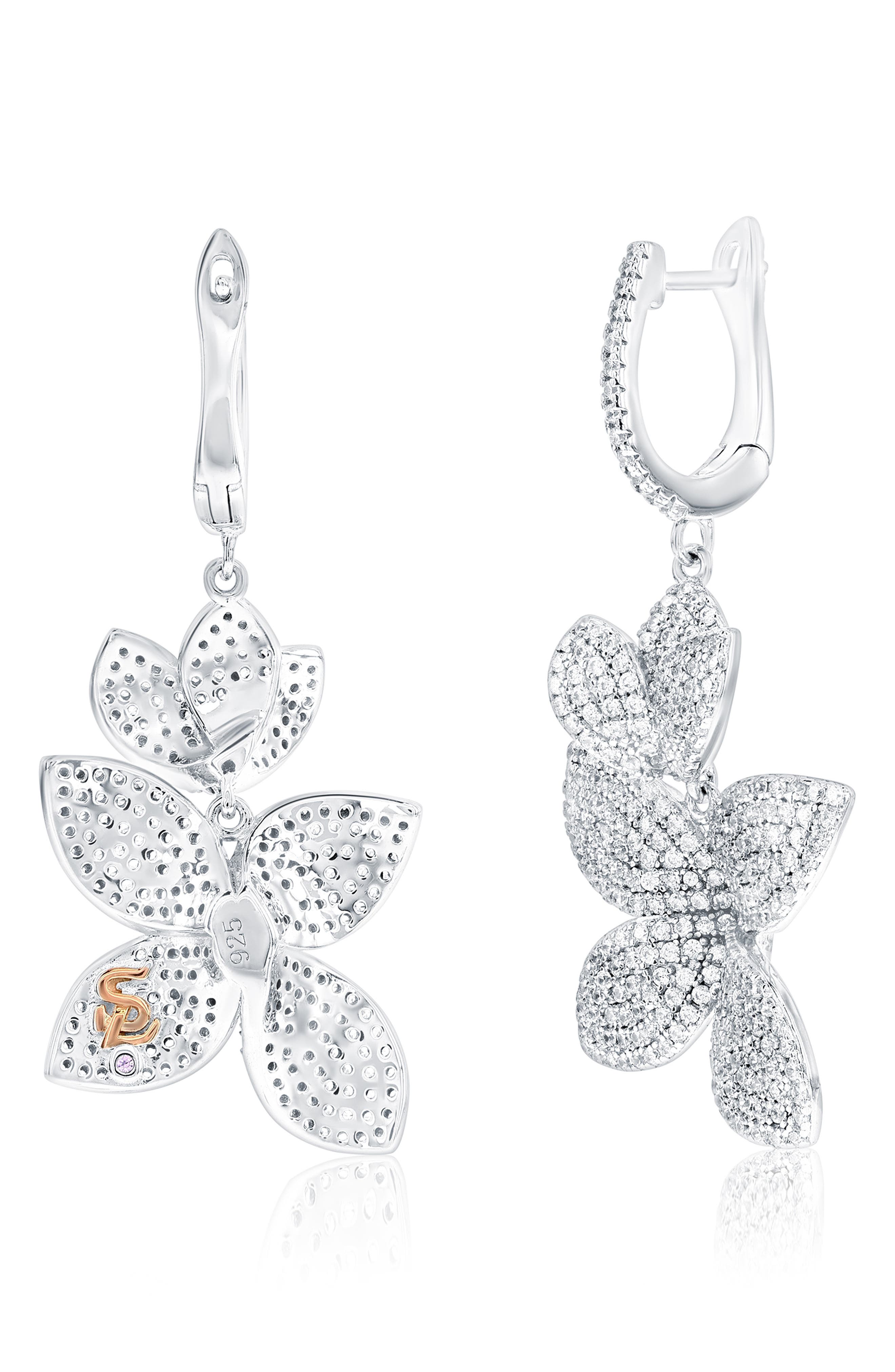 SUZY LEVIAN Cubic Zirconia Flower Drop Earrings
