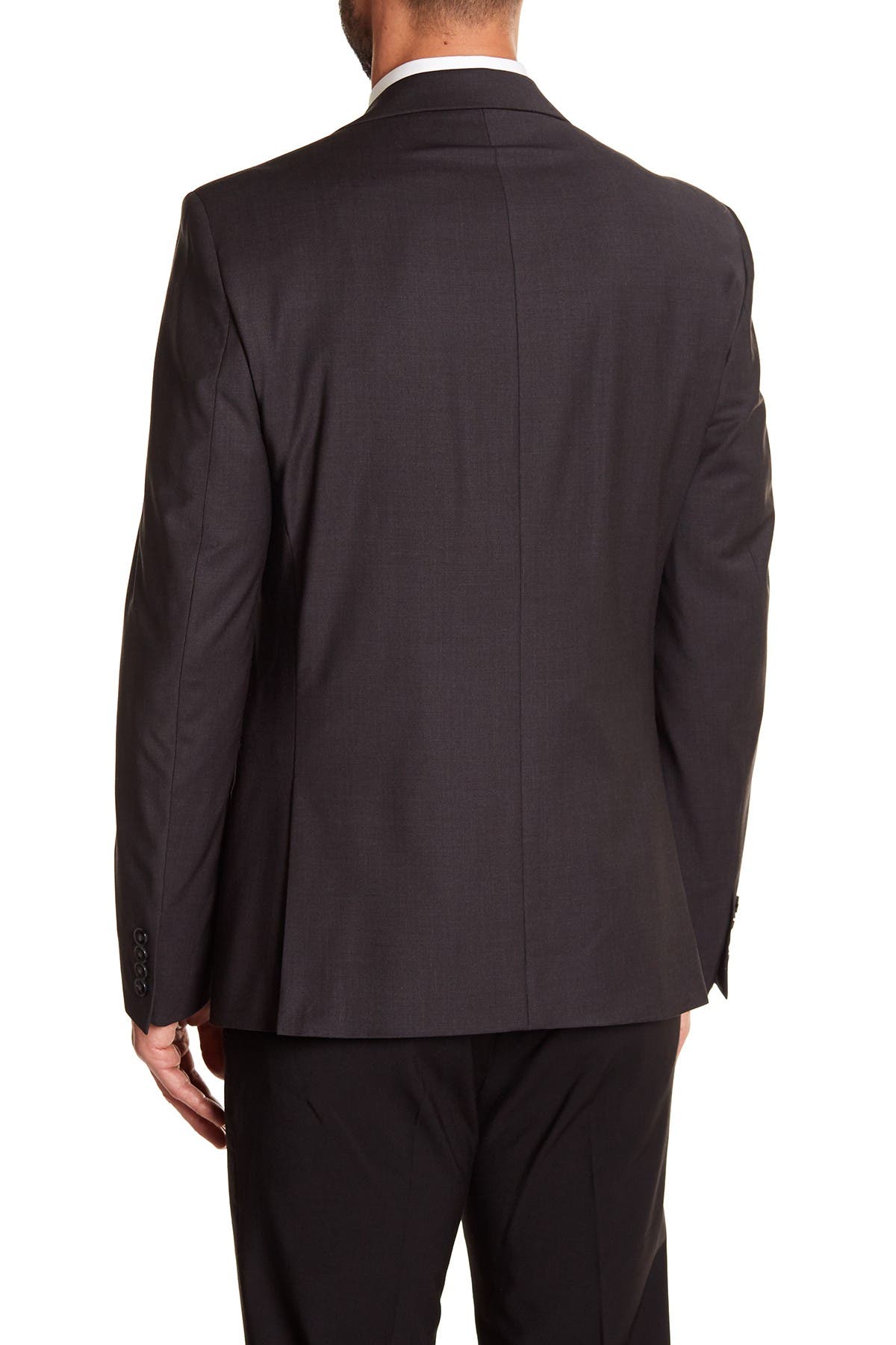 Calvin Klein Solid Gray Wool Suit Suit Separate Jacket