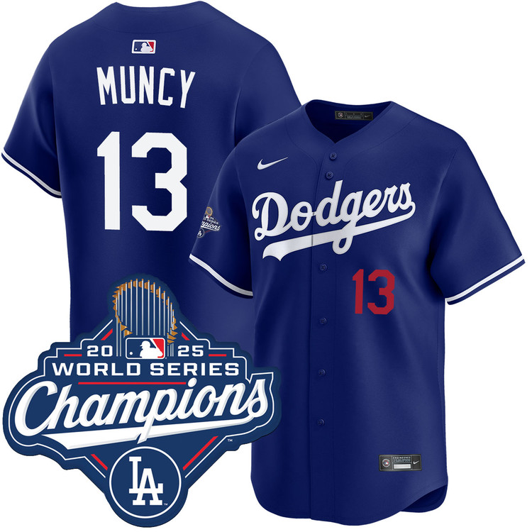 Max Muncy Los Angeles Dodgers Nike 2025 World Series Champions Limited Jersey - Dark Blue