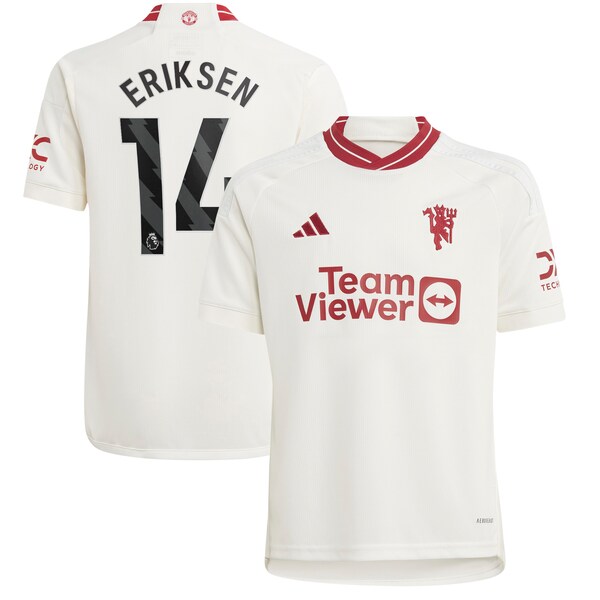 Christian Eriksen Manchester United adidas Youth 2023/24 Third Replica Player Jersey - White/Green