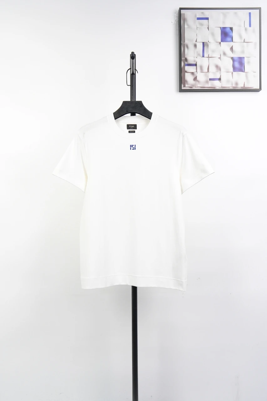 Fendi White Blue Double-F Embroidered T-Shirt product photo from LabelPicks