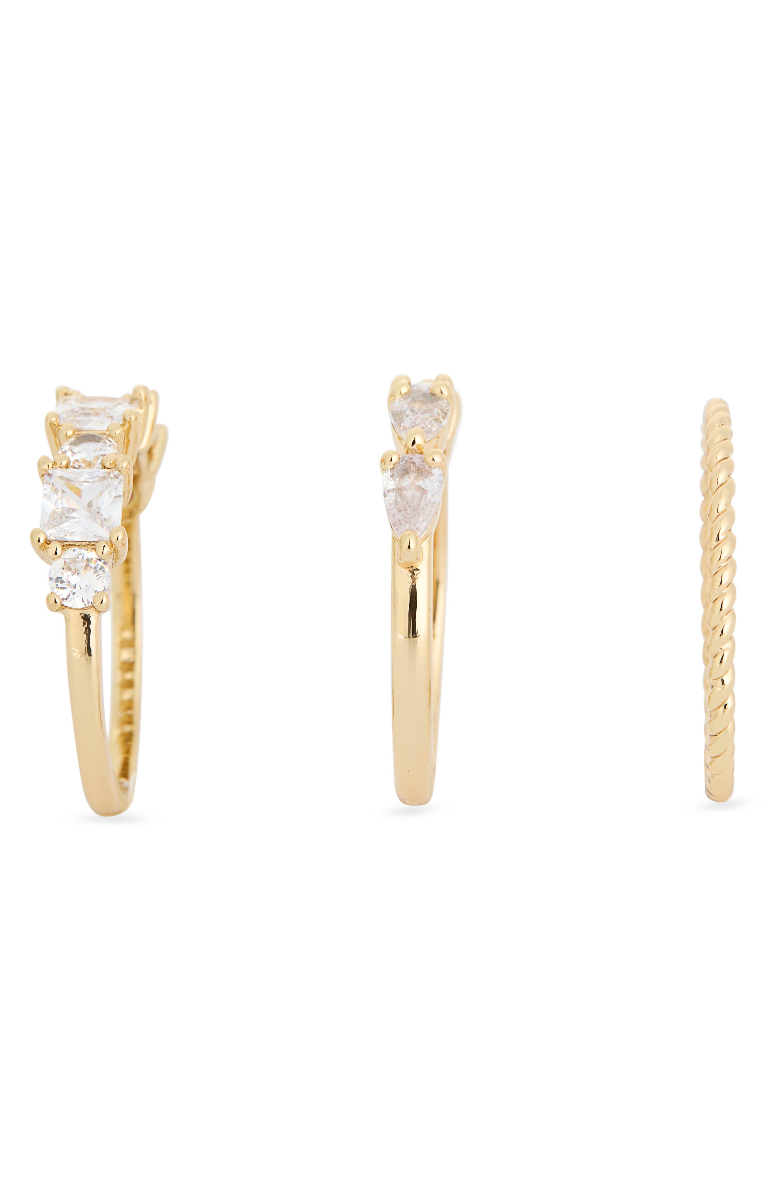 NORDSTROM RACK Set of 3 Cubic Zirconia Stackable Band Rings