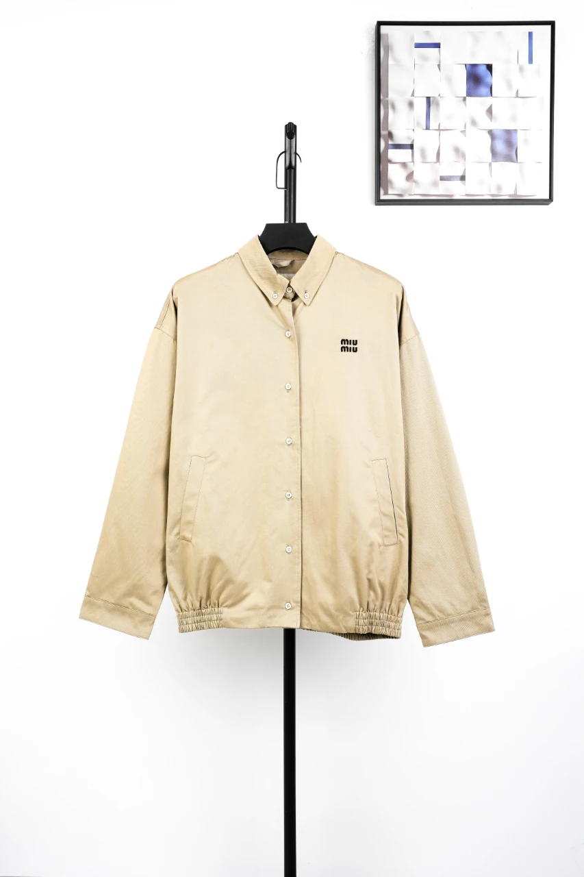 Miu Miu Beige Logo Embroidered Button Jacket product photo from LabelPicks