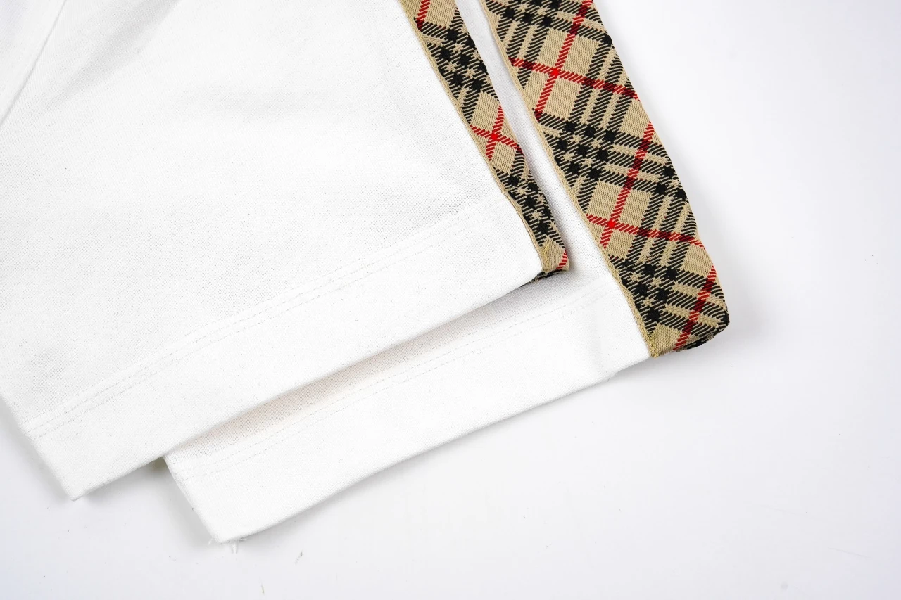 Burberry White Check Shoulder Equestrian Knight Cotton T-Shirt product photo from LabelPicks