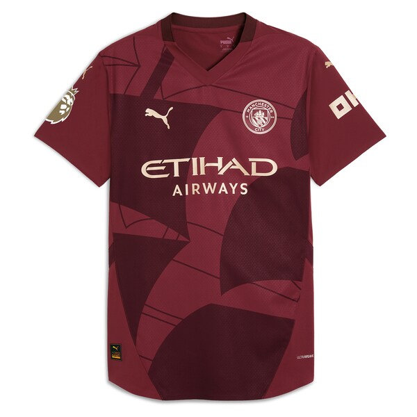 Manchester City Puma 2024/25 Third Authentic Replica Blank Patch Jersey - Burgundy