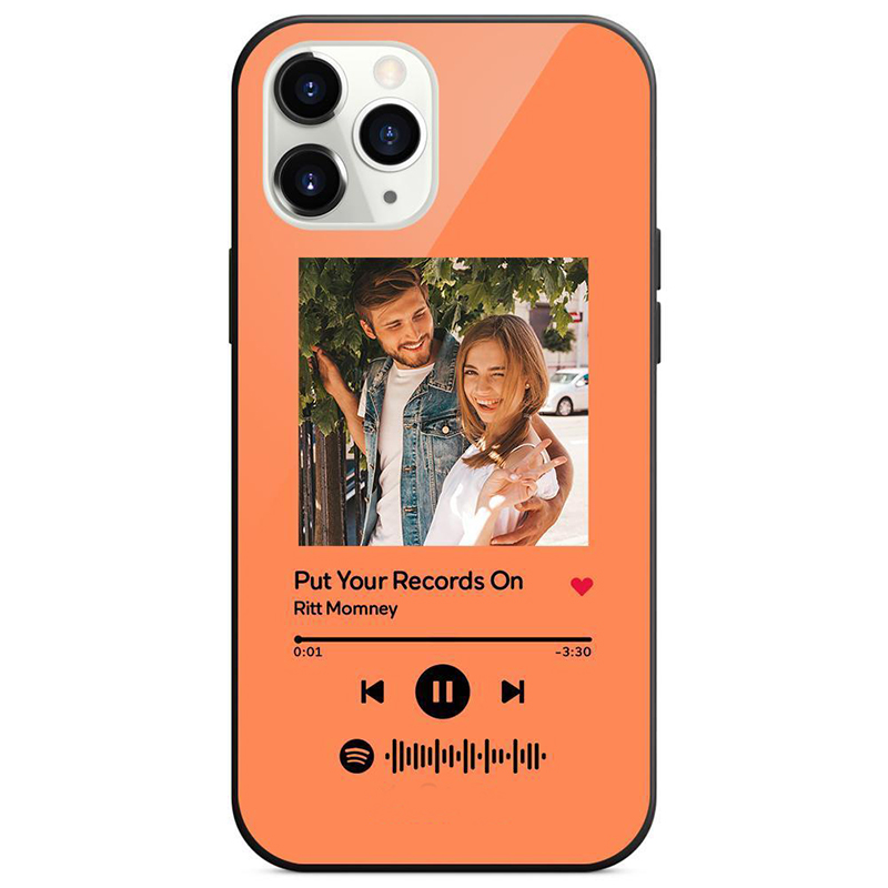 Orange Custom Spotify Plaque Song Iphone Case For Couple